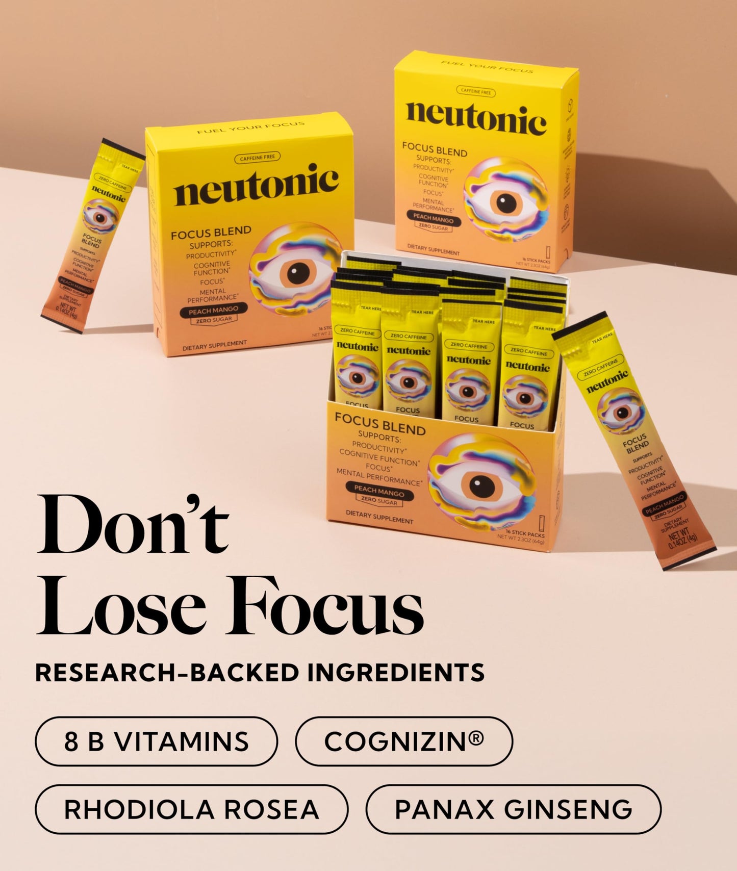Neutonic Nootropic Focus Blend Powder, 2.3, Box of 16