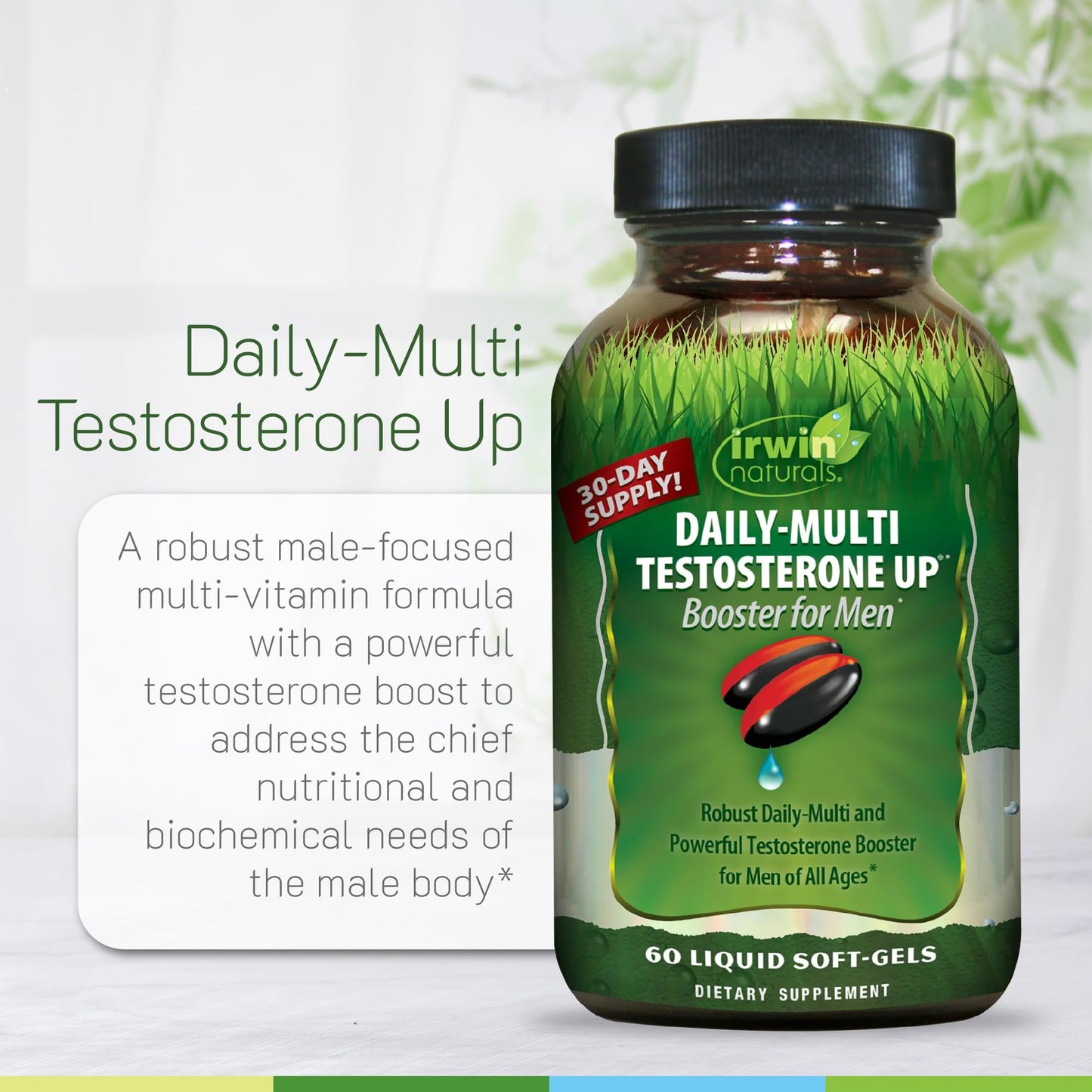 Irwin Naturals Daily-Multi Testosterone UP Booster for Men Softgels, 60 Softgels