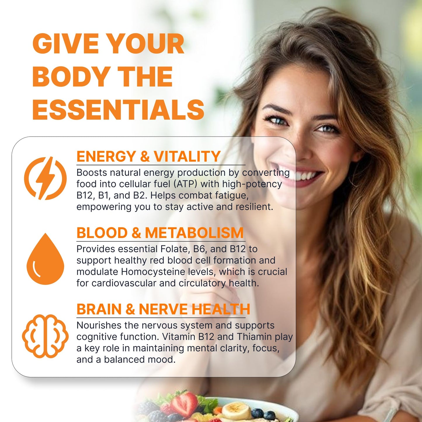 DIPO HEALTH HARMONY B-12 Complex Plus 2000mcg Essential B Vitamins, Inositol & Choline - Hair Skin and Nails Vitamin - Supports Energy Metabolism & Brain Function - Vegan Capsule, 60 Count