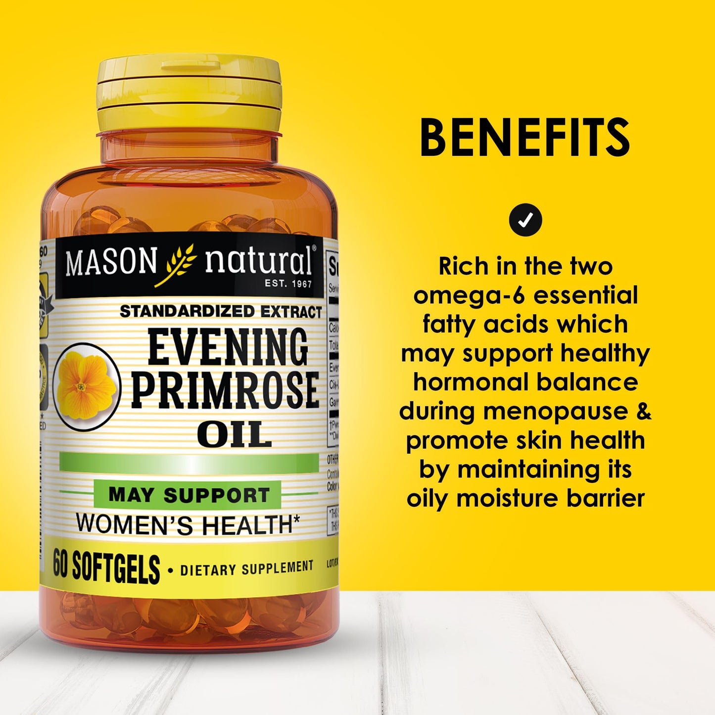 Mason Natural Evening Primrose Oil Woman Health Softgels, 60 Count