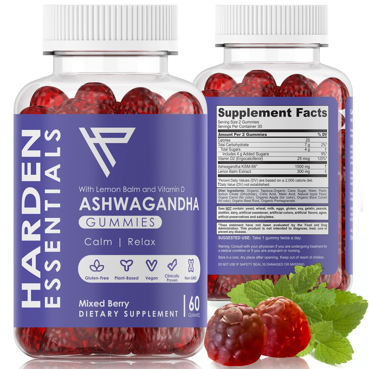 Harden Essentials KSM-66 Ashwagandha Gummies, 60 Count