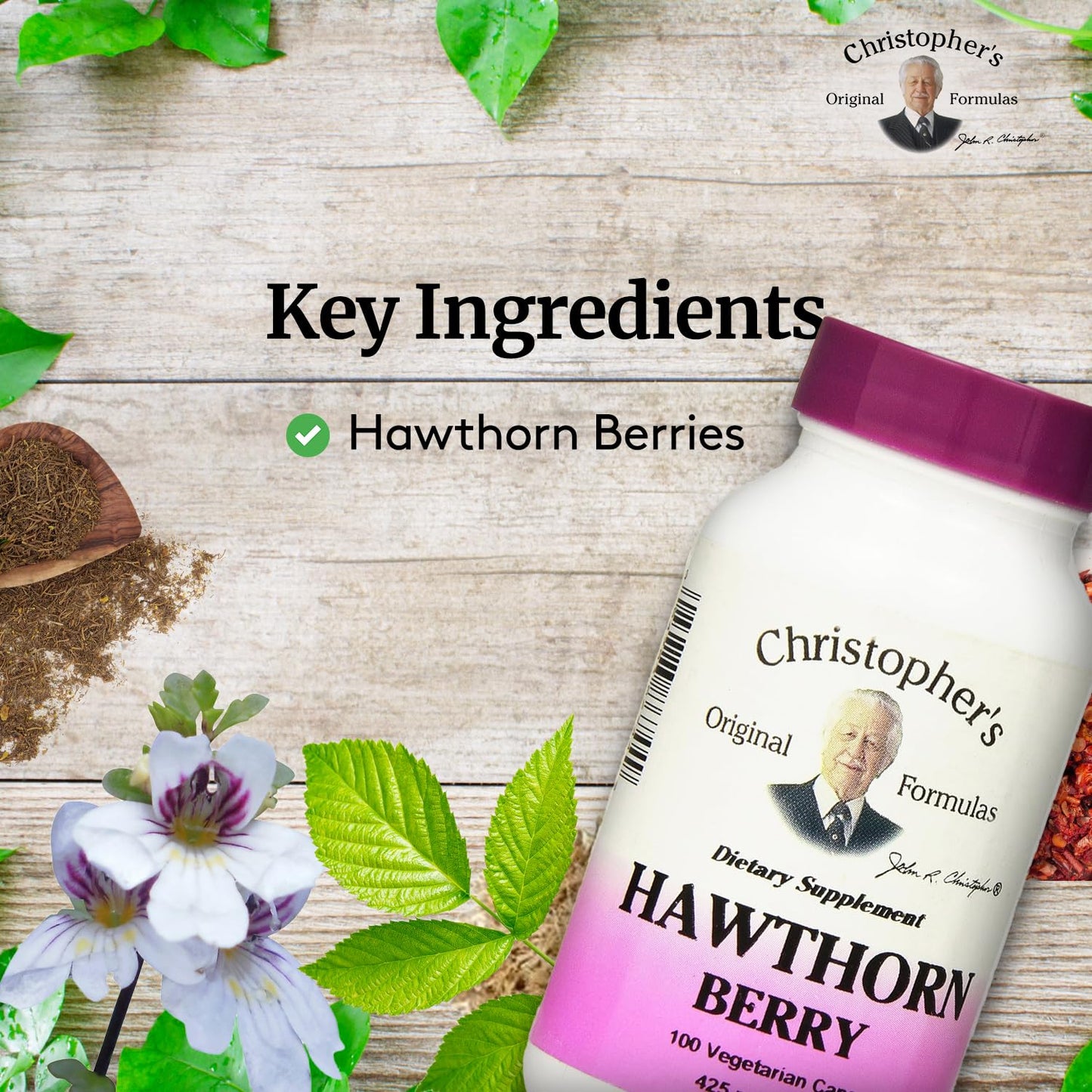Christopher's Original Formulas Hawthorn Berry Capsules, 100 Count