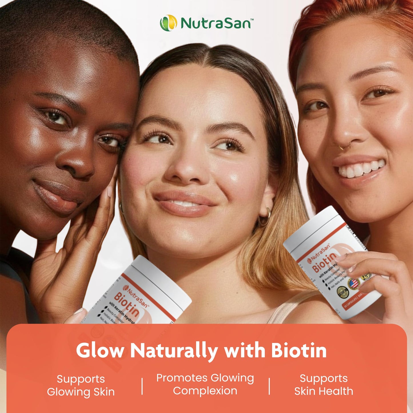 NUTRASAN Biotin 20,000 mcg Supplement with Hydrolyzed Keratin & Hyaluronic Acid Capsule, 60 Capsules
