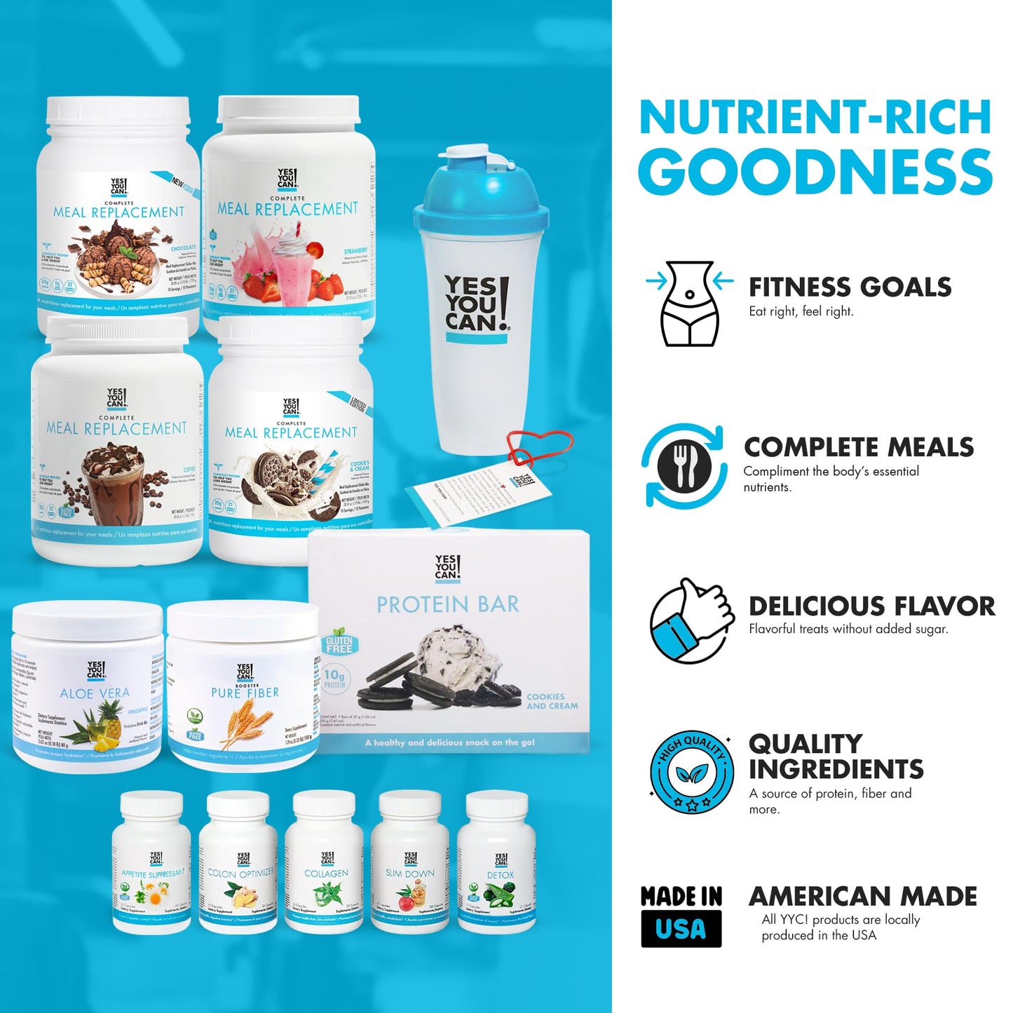 Yes You Can! All-in-One Kit Meal Replacement Shakes Aloe Vera & Snacks Powder, 240 Servings