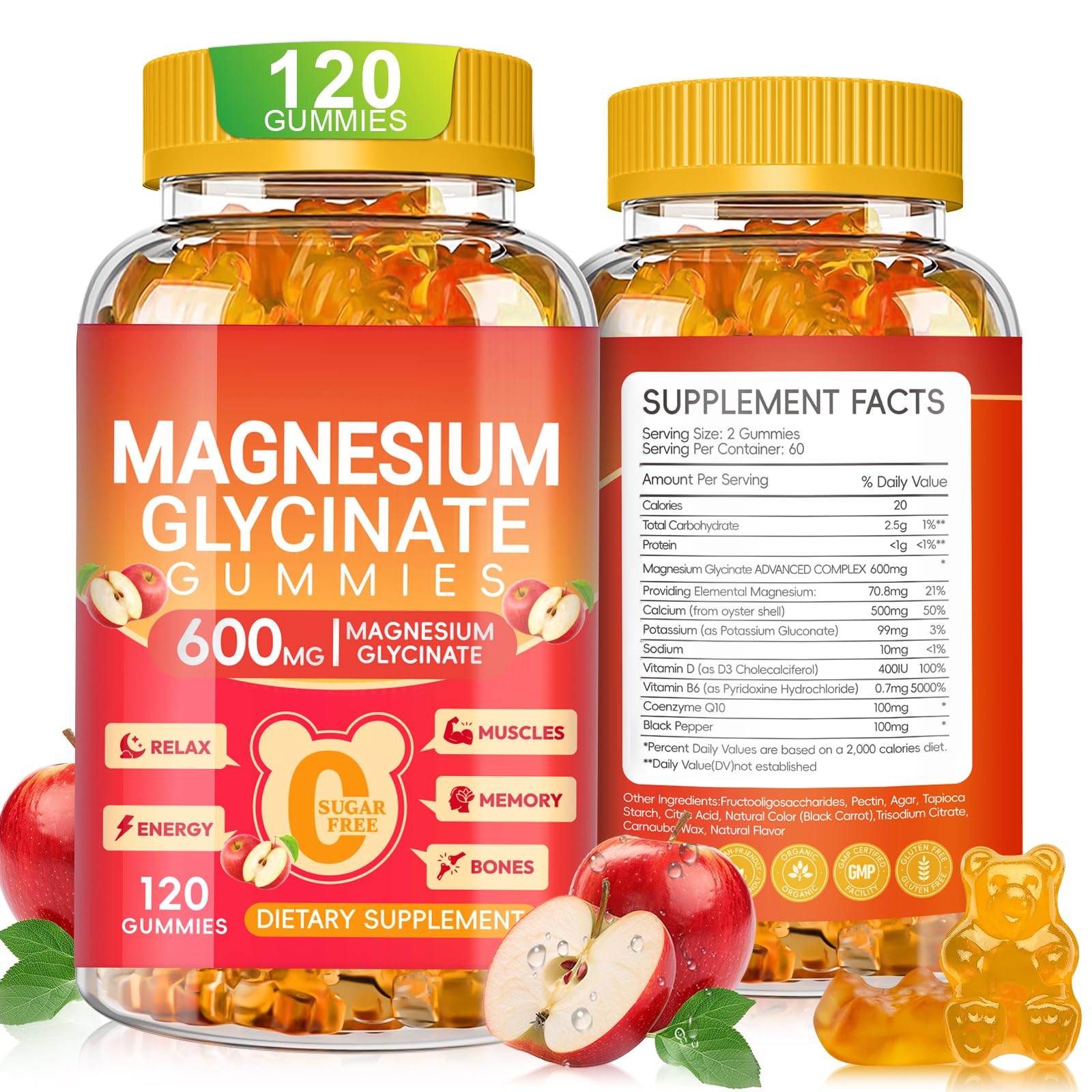 Cytona Magnesium Glycinate Gummies 600mg High Absorption, 120 Count