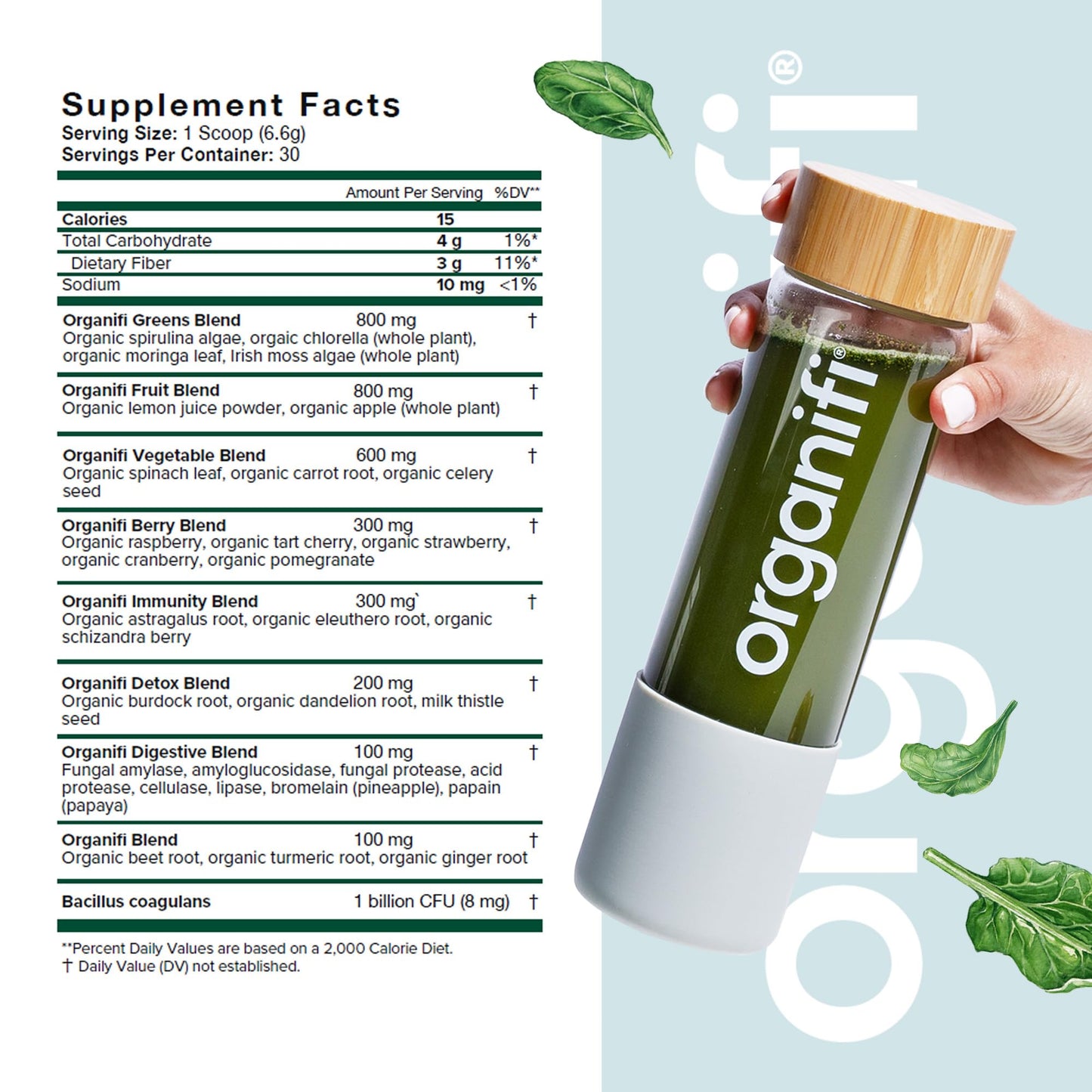 Organifi Daily Greens Powder (6.94), 30 Servings