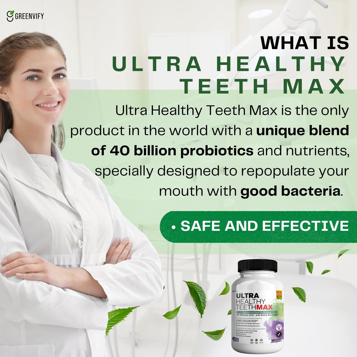 GREENVIFY Ultra Healthy Teeth Max Probiotic Supplement Capsule 600