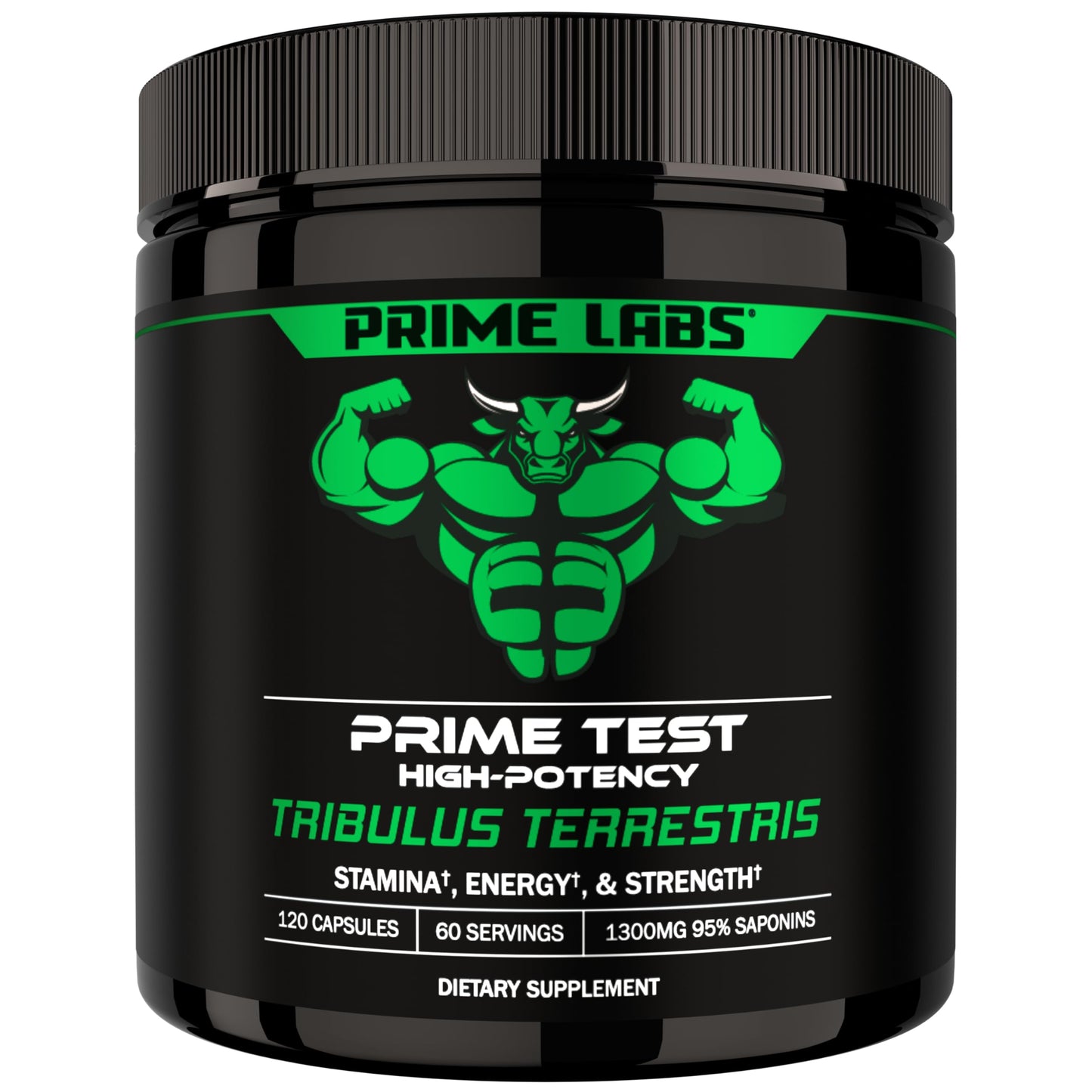 Prime Labs Tribulus Terrestris for Men 1300mg Enhanced with 95% Saponins - Energy, Vitality, Strength Capsules, 120 Count