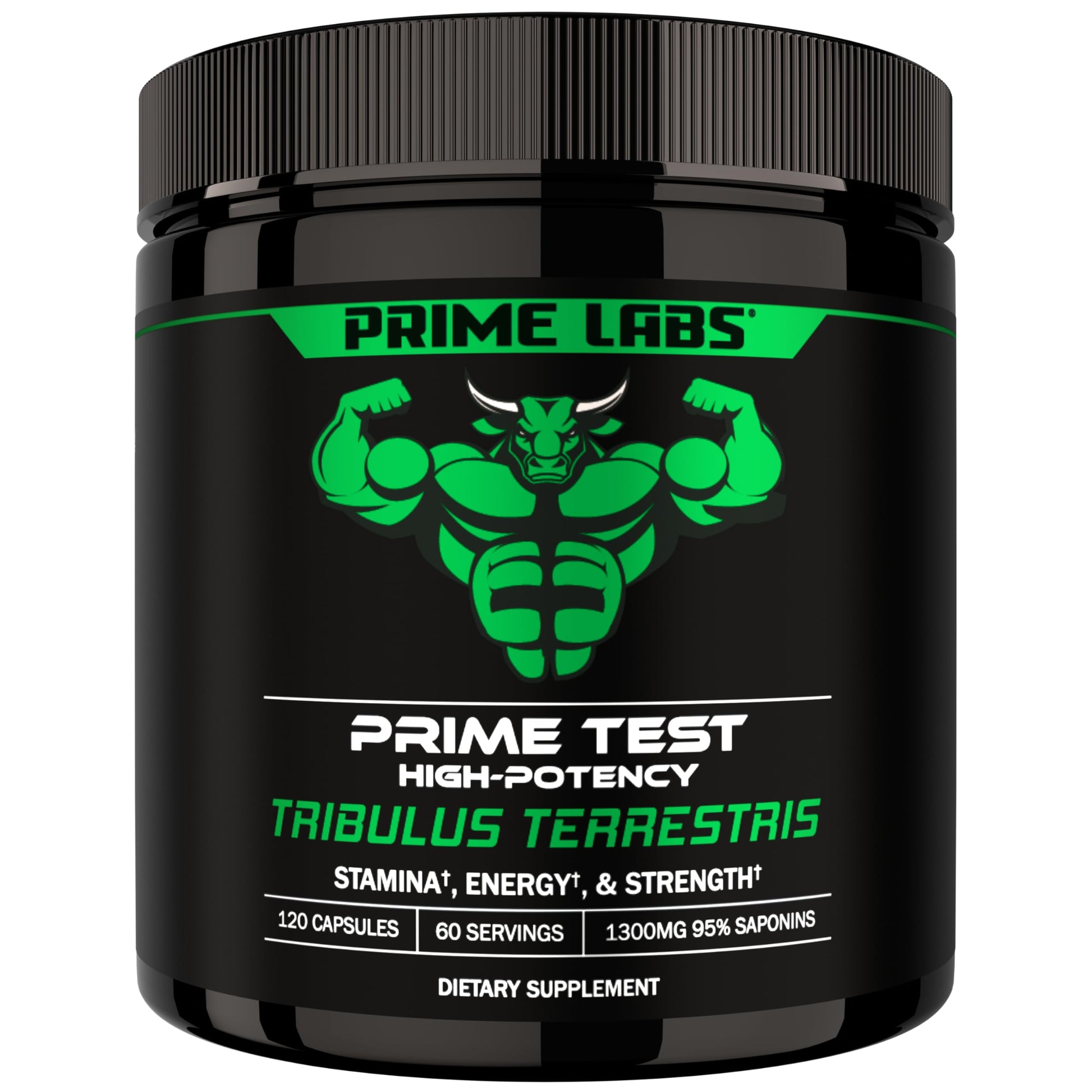 Prime Labs Tribulus Terrestris for Men 1300mg Enhanced with 95% Saponins - Energy, Vitality, Strength Capsules, 120 Count
