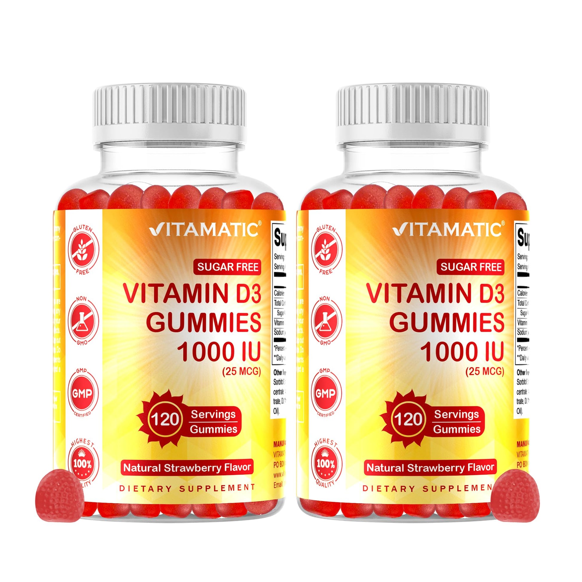 Vitamatic Vitamin D3 Sugar Free Pectin-Based Gummies, 240 Count