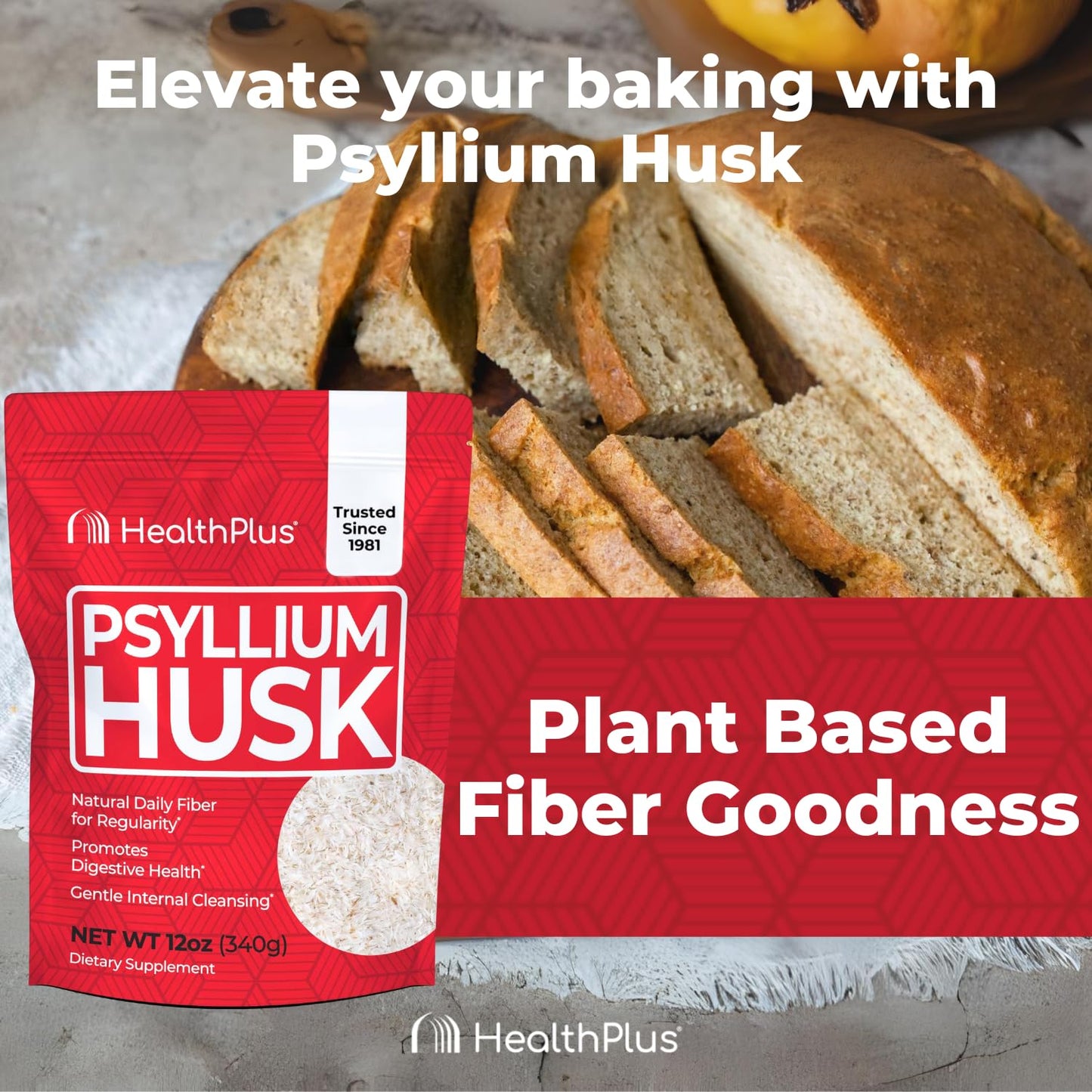 Health Plus Psyllium Husk Powder 12 Ounce