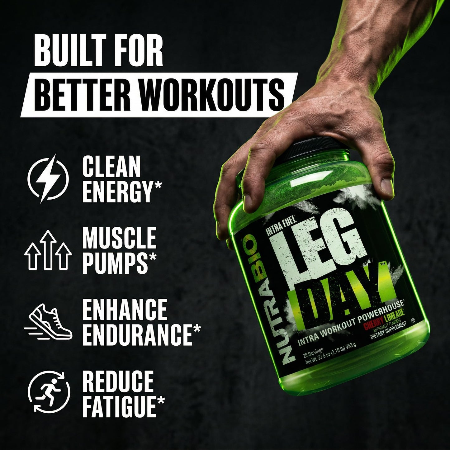 NutraBio Leg Day Intra Workout Powder Cherry Lime 33.6