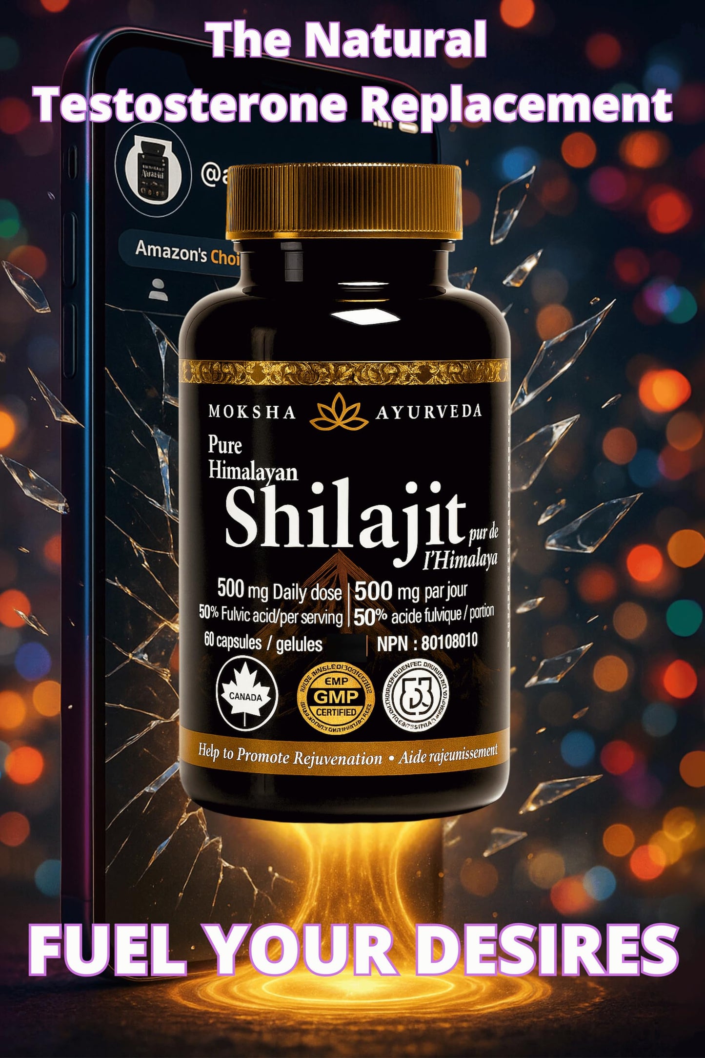 Greystone Tea Natural Testosterone Support Shilajit Ultra Gold 60 Capsules