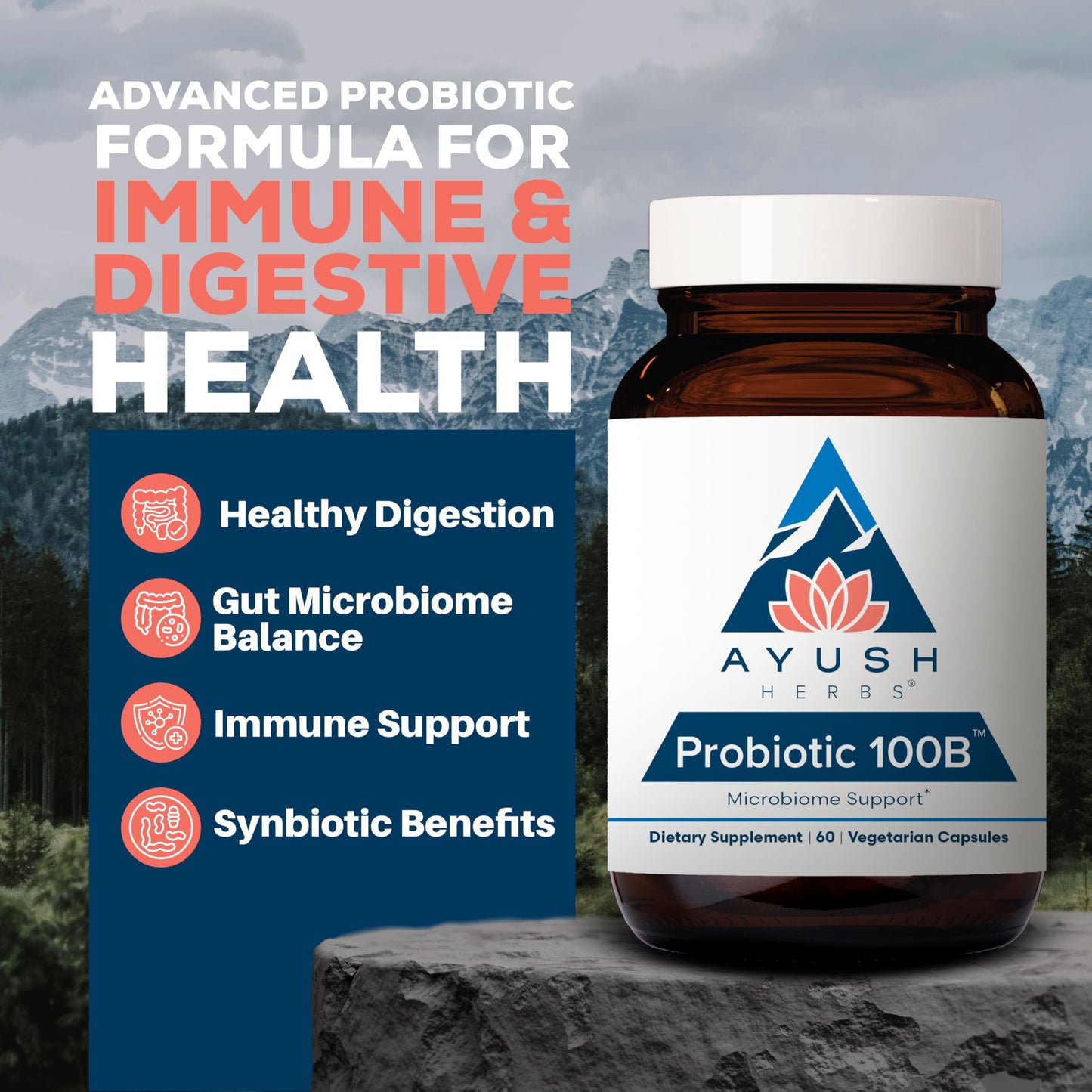 Ayush Herbs Probiotic 100B Capsule 60 Count