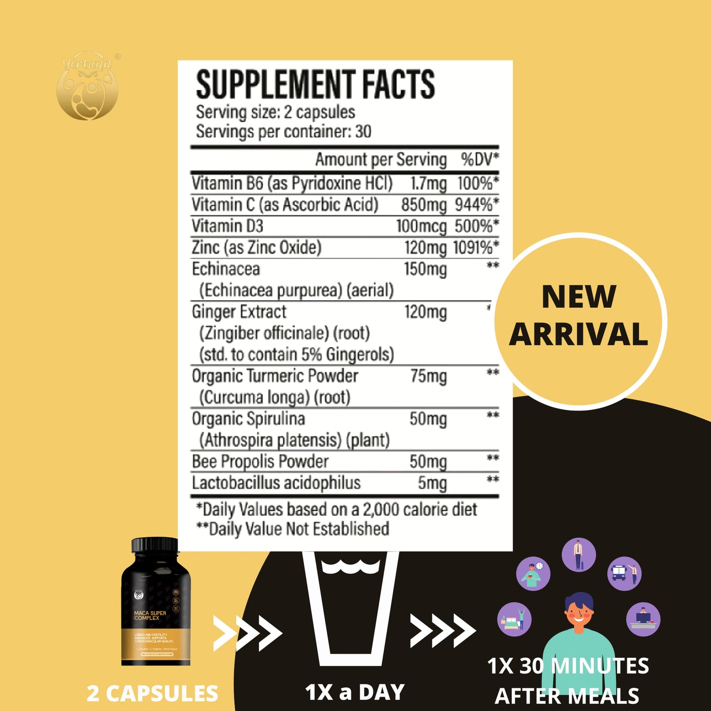 Yerbafit Immune Support 10-in-1 Multivitamin Capsule, 60 Capsules