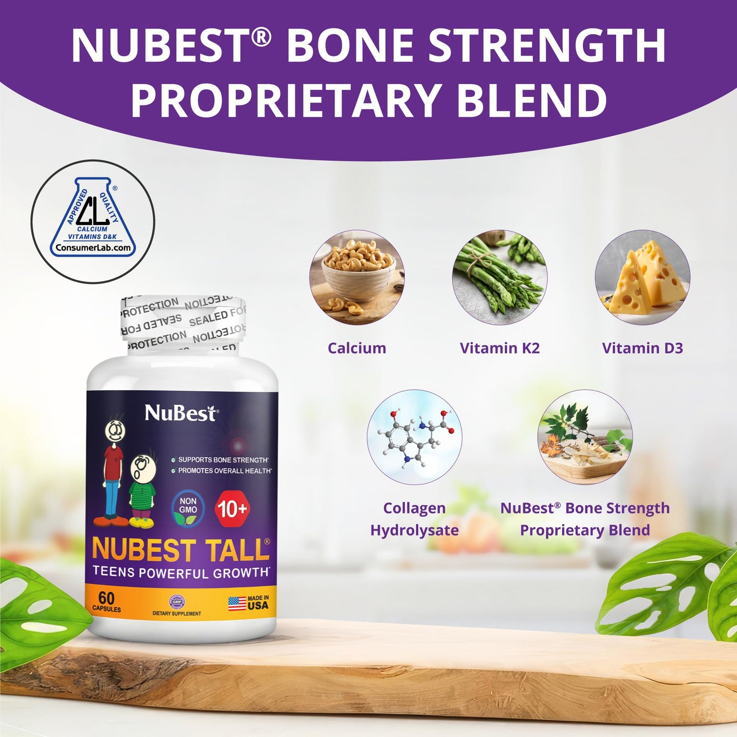 NuBest Tall Growth Bundle Tablets for Kids & Teens, 120 Count