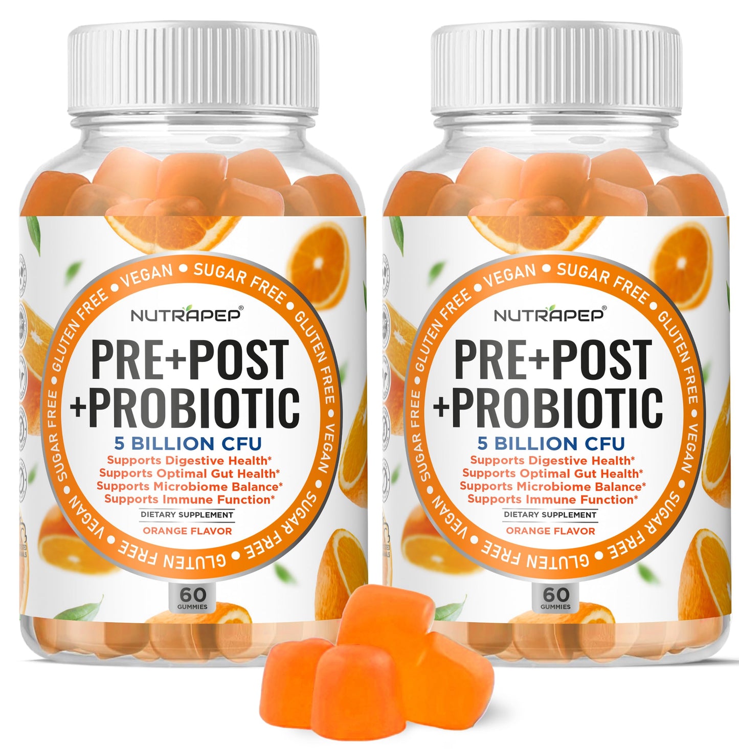 NutraPep Prebiotic Probiotic & Postbiotic Gummies 120 Count