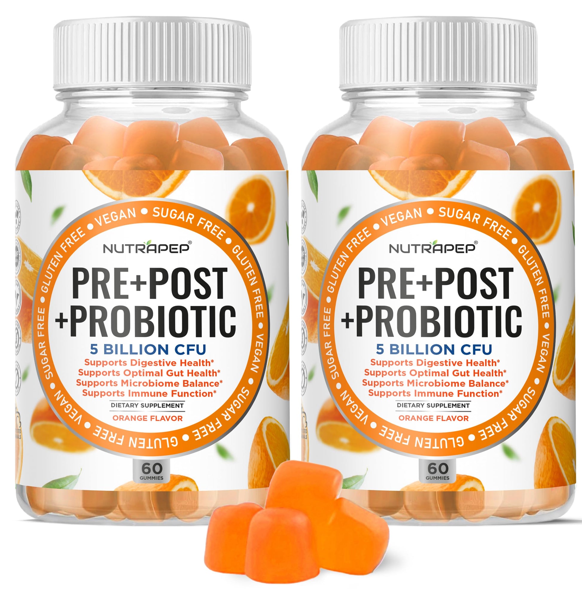 NutraPep Prebiotic Probiotic & Postbiotic Gummies 120 Count