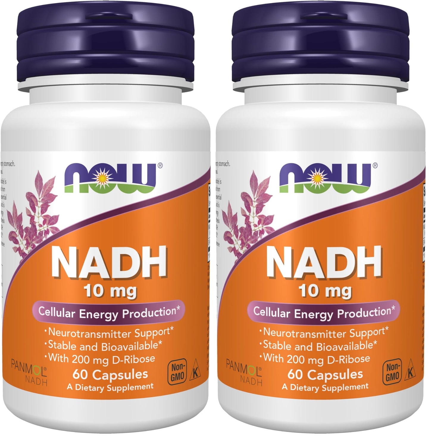 NOW Foods NADH (Reduced Nicotinamide Adenine Dinucleotide) 10 mg with 200 mg D-Ribose, Capsules, 120