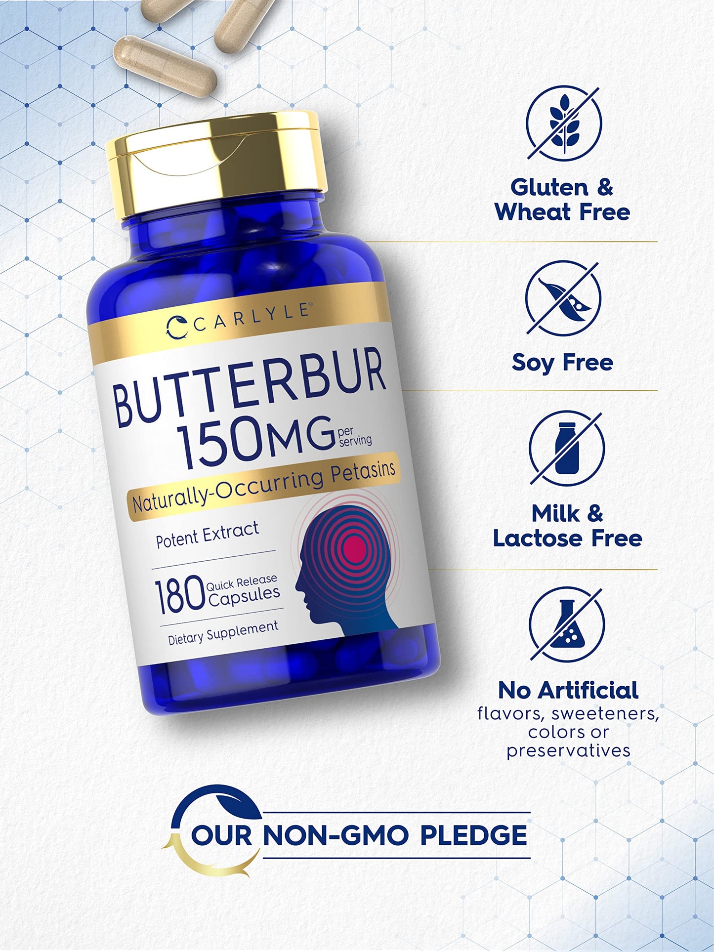 Carlyle Butterbur Supplement 150 mg 180 Capsules