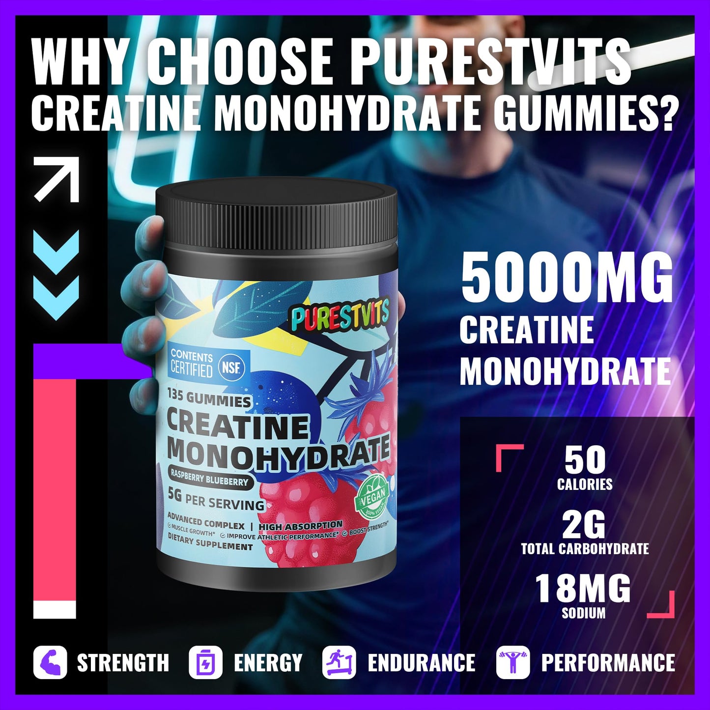 PURESTVITS Creatine Gummy 135 Count