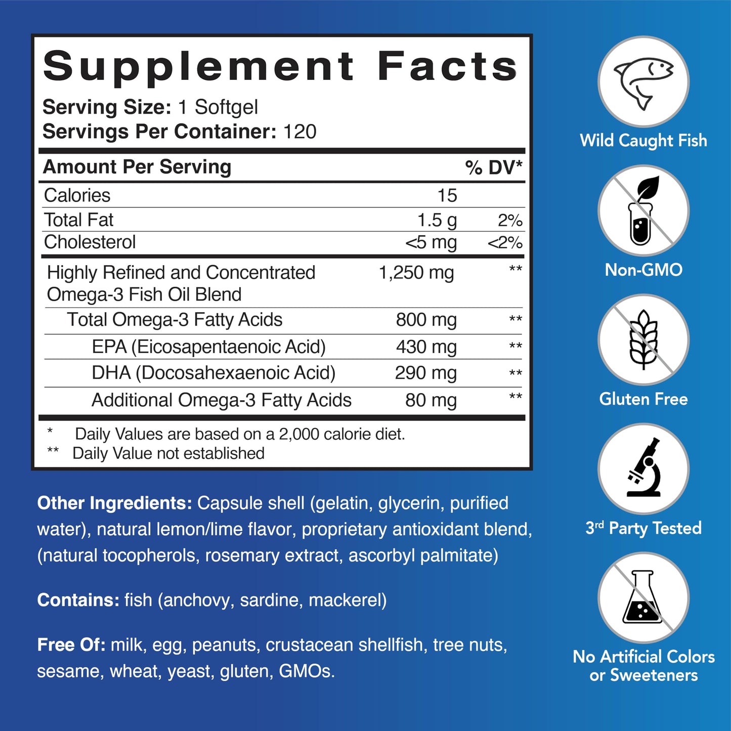Patient One Omega-3 800 mg Fish Oil with EPA & DHA Softgel 120 Count