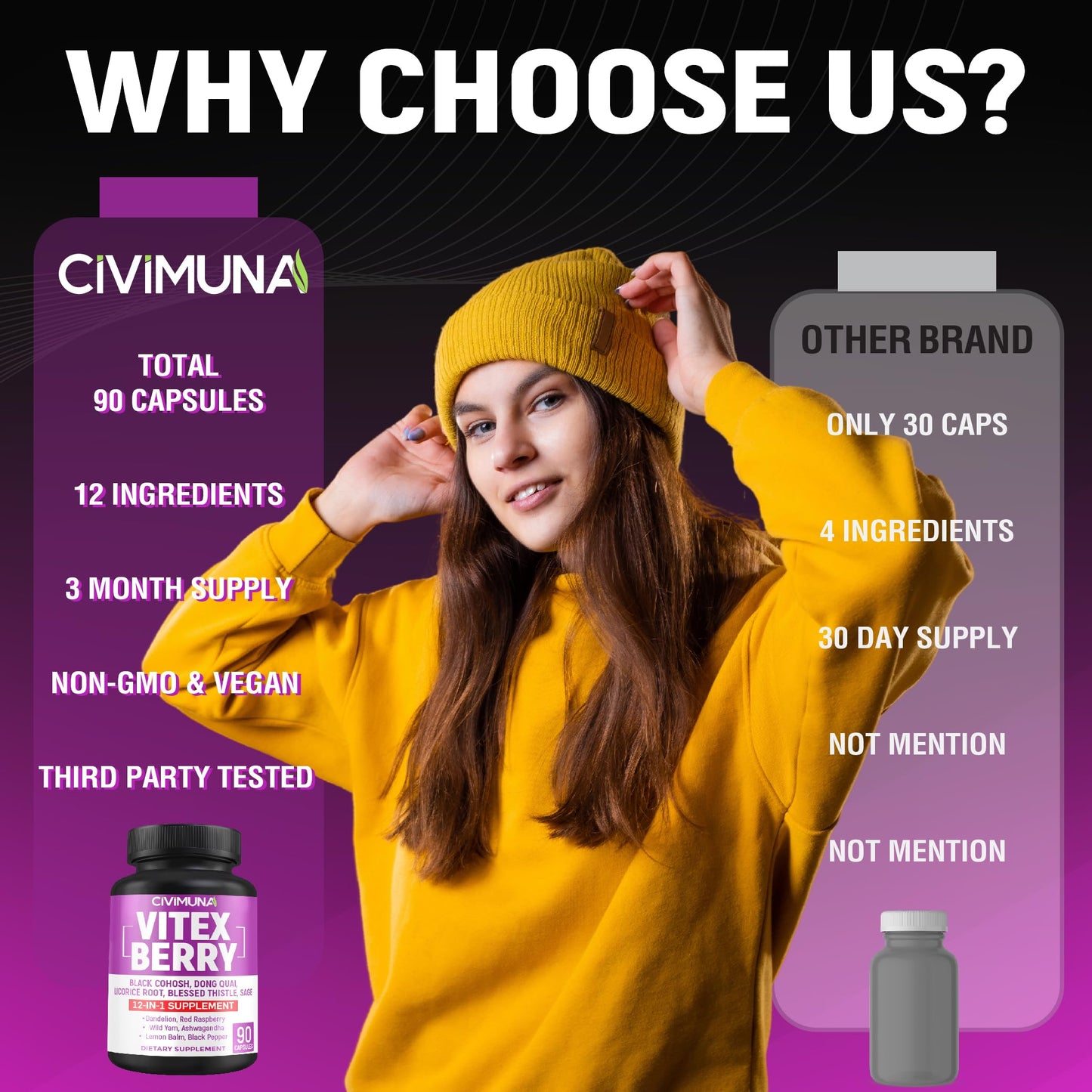 CIVIMUNA Vitex Berry Extract, 90 Capsules