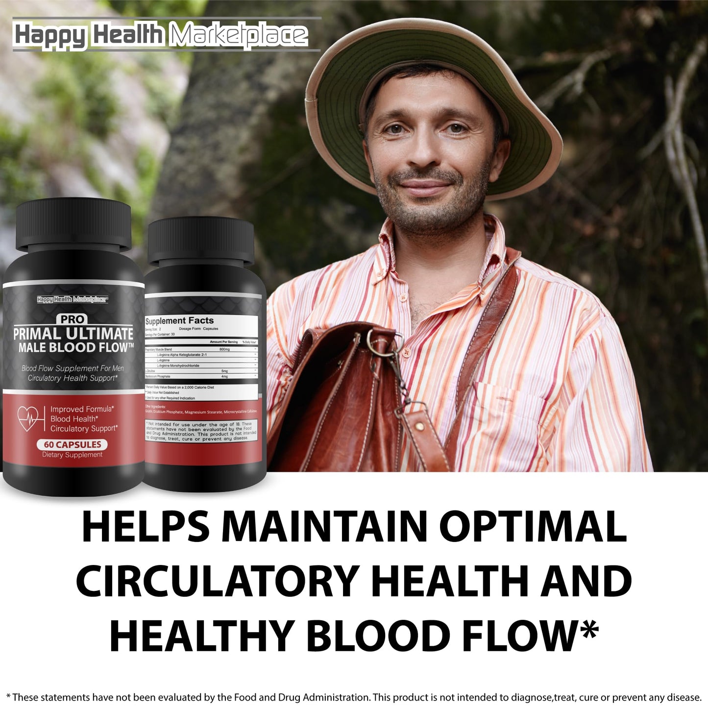Happy Health Marketplace Pro Primal Ultimate Male Blood Flow 60 Capsules
