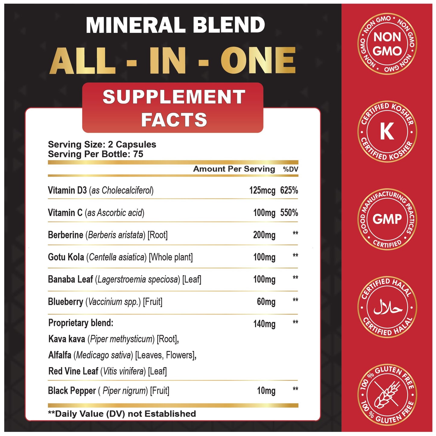 Organic Cadane Berberine Extract Capsules, 150 Count