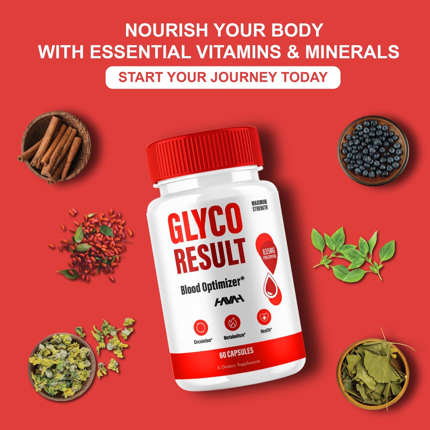 Havah Glyco Result Blood Optimizer & Overall Health, 120 Capsules