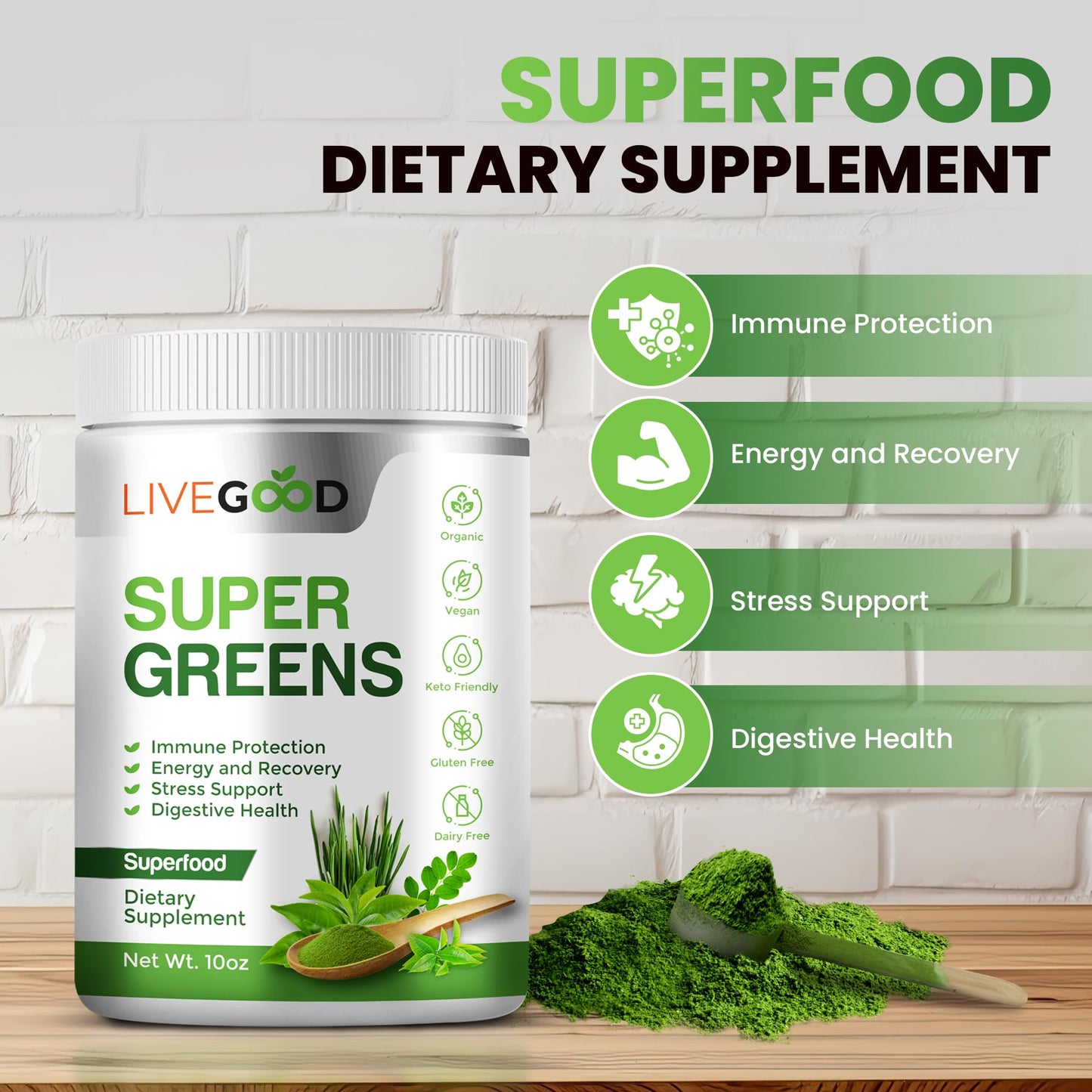 LIVEGOOD Organic Super Greens & Super Reds Bundle Powder 14.4