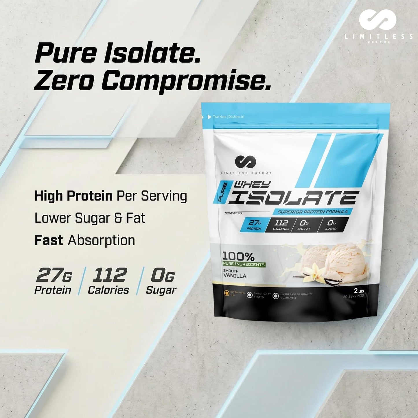 Limitless Pharma Pure Whey Isolate Powder 80 Servings