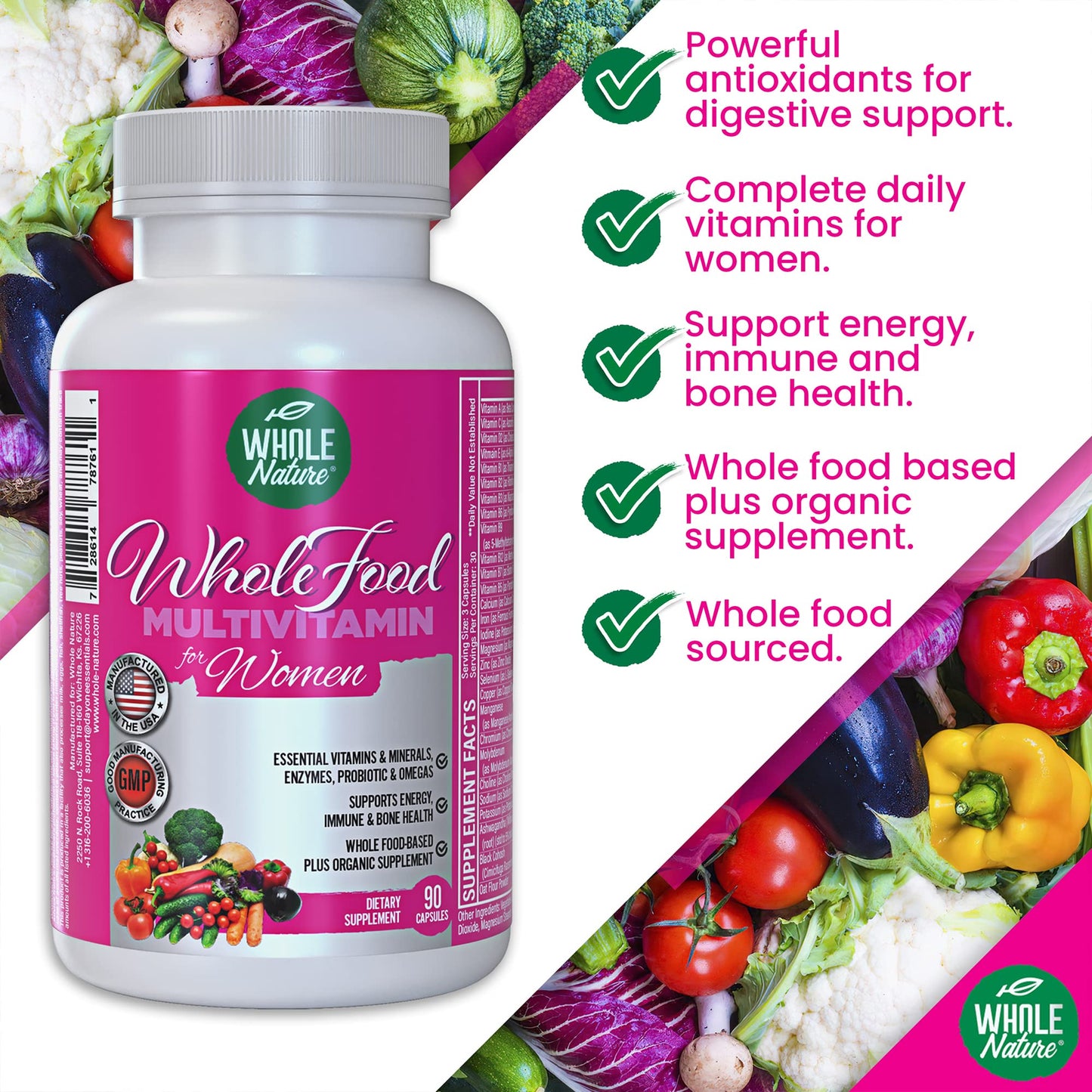 Whole Nature Whole Food Multivitamin for Women Capsules 90 Count