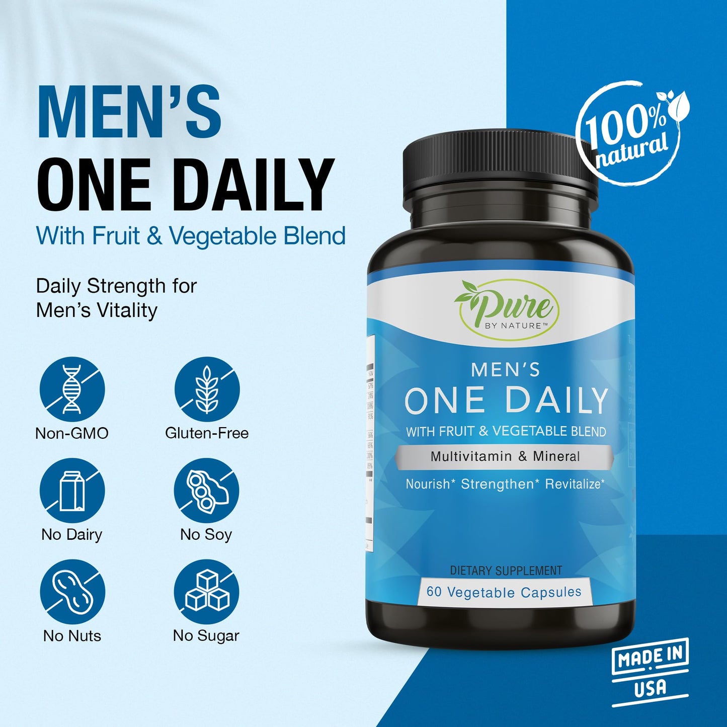 Pure By Nature One-Daily Multivitamin for Men, 60 Capsules