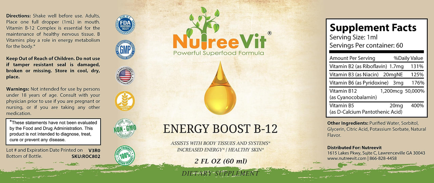 NutreeVit Energy Boost B-12 Capsules, 60 Count
