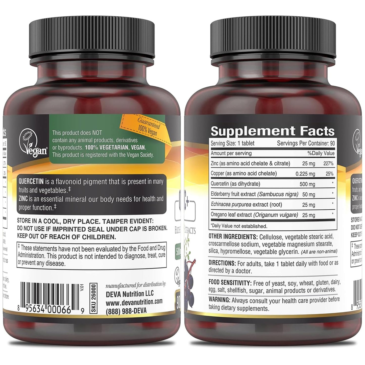 DEVA Vegan Quercetin Zinc+ Supplement 180 Tablets