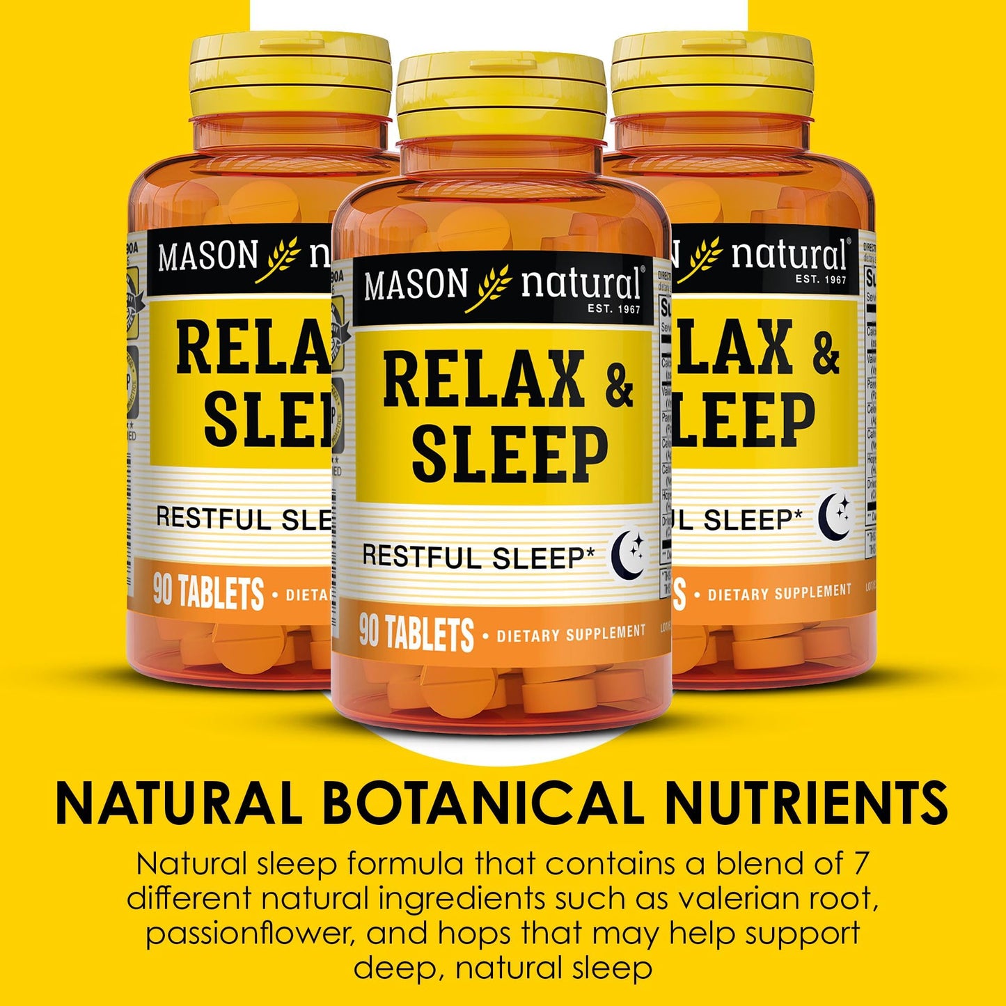 Mason Natural Relax & Sleep Dietary Herbal Supplement with Valerian Root & Passiflora Extract, 270 Tablets