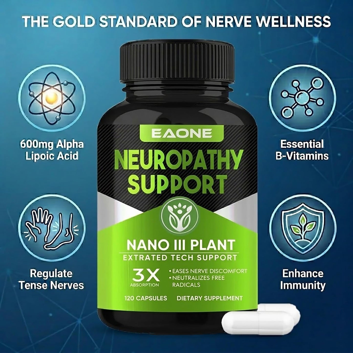 EAONE Nerve Savior for Neuropathy Support Capsules, 240 Count