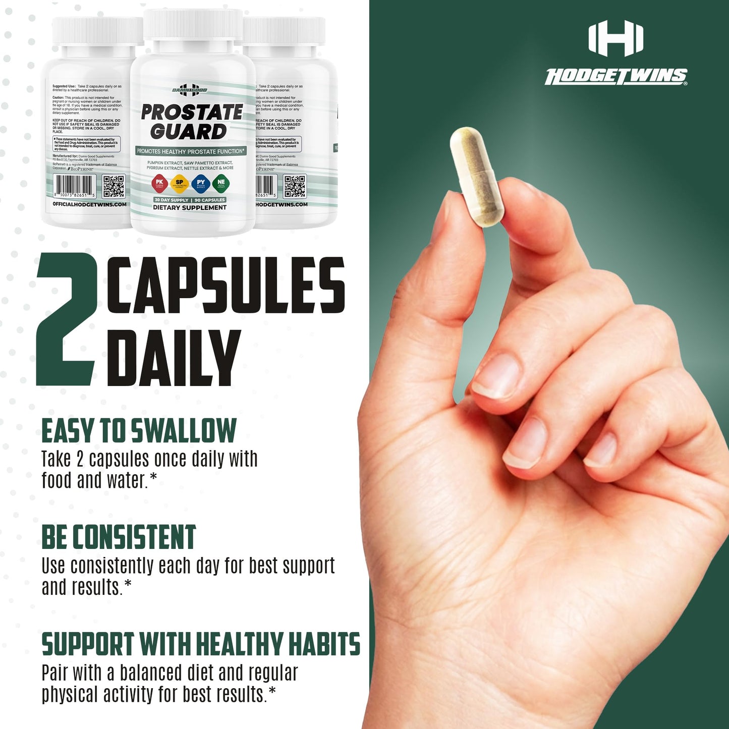 DAMN GOOD The Hodge Twins Prostate Guard Capsules, 90 Count