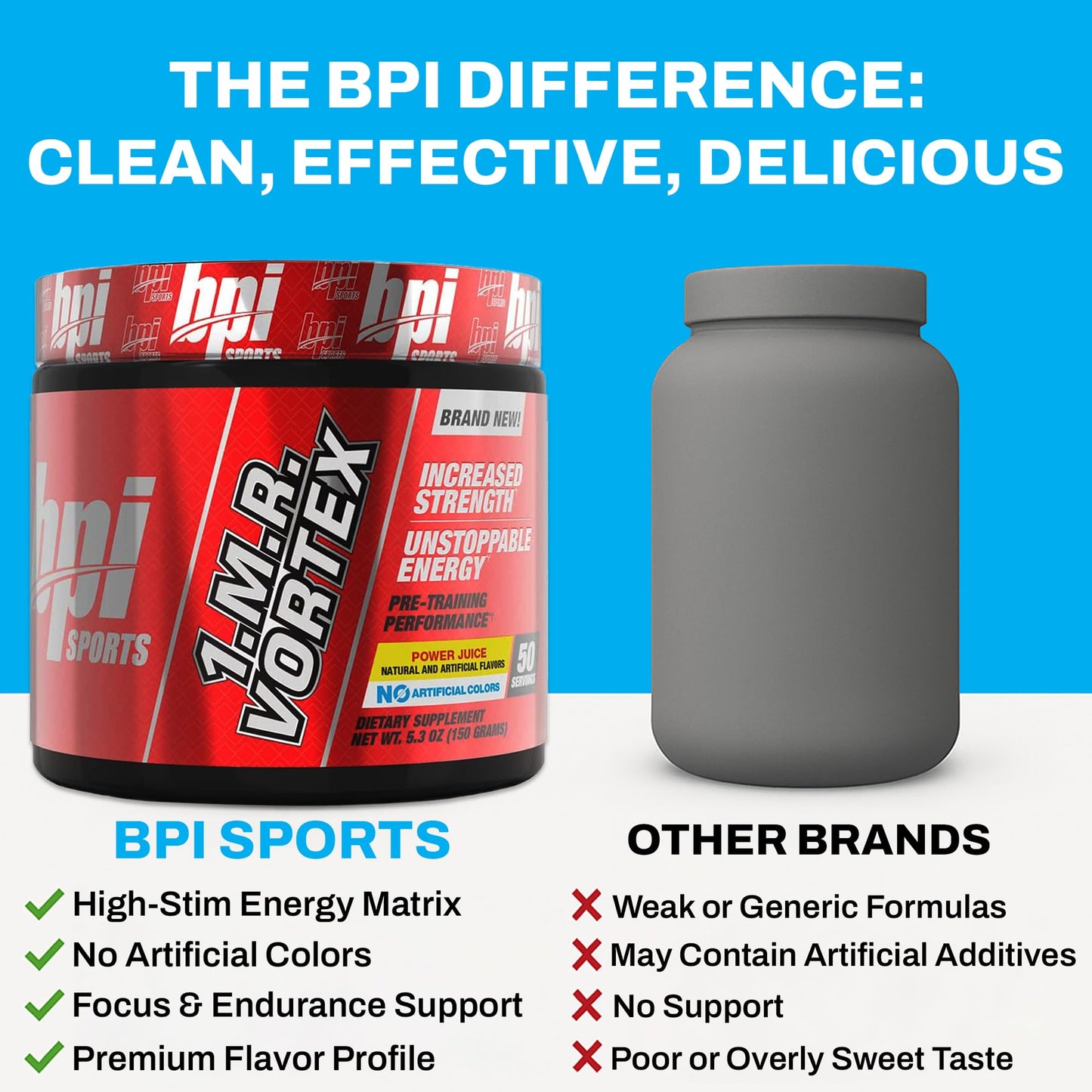 BPI Sports 1.M.R Vortex Pre Workout Powder, 50 Servings