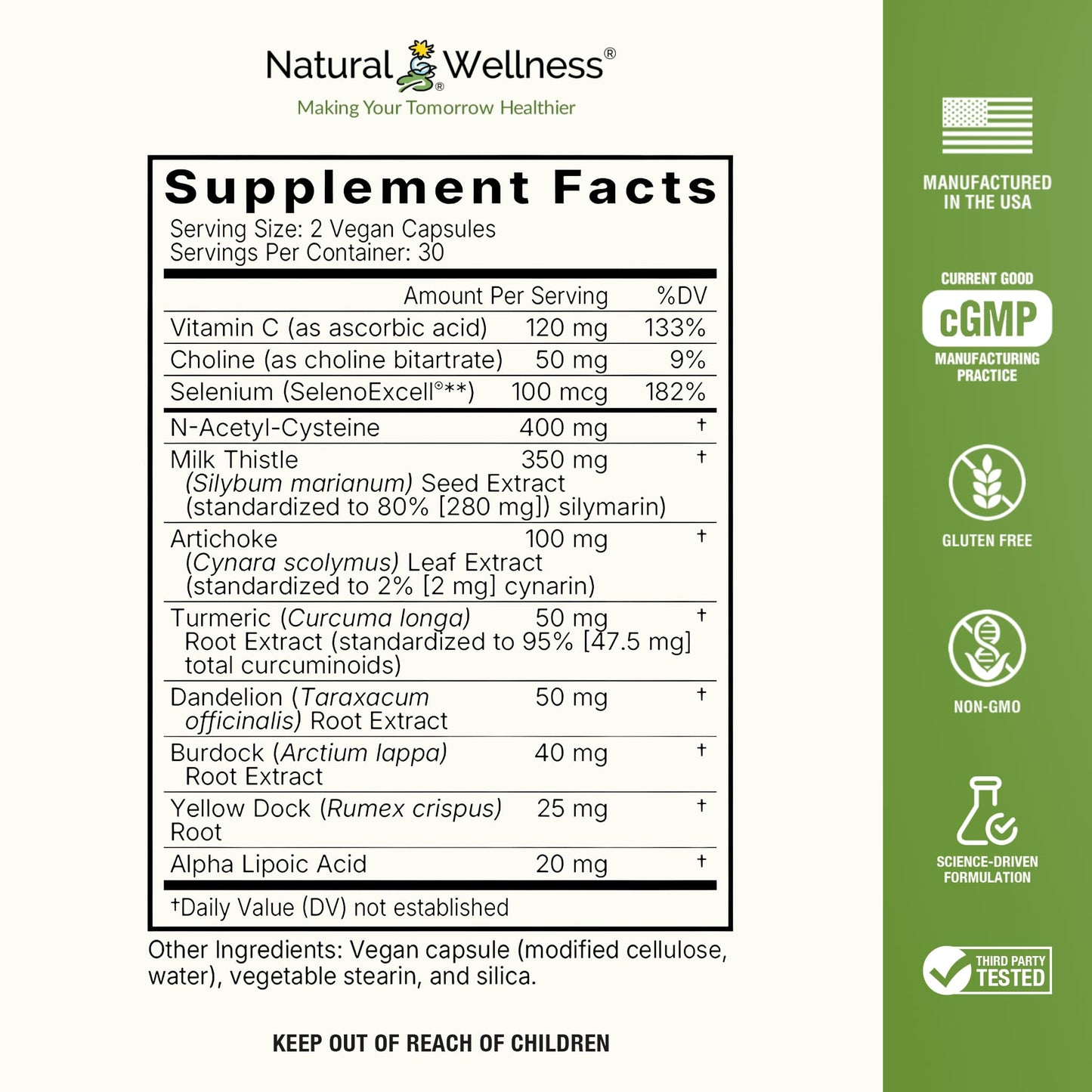 Natural Wellness Liver Support & Detox 60 Capsules