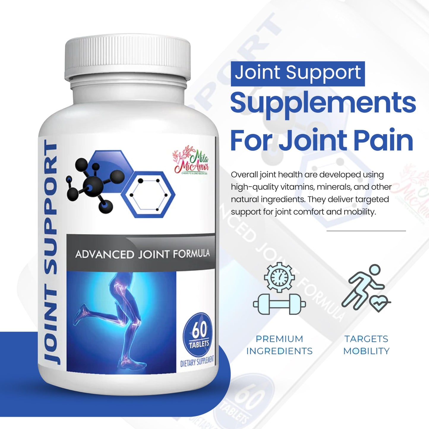 Mila Miamor Joint Support Glucosamine, MSM, Green Lipped Mussel & Vitamins Capsules 60 Count