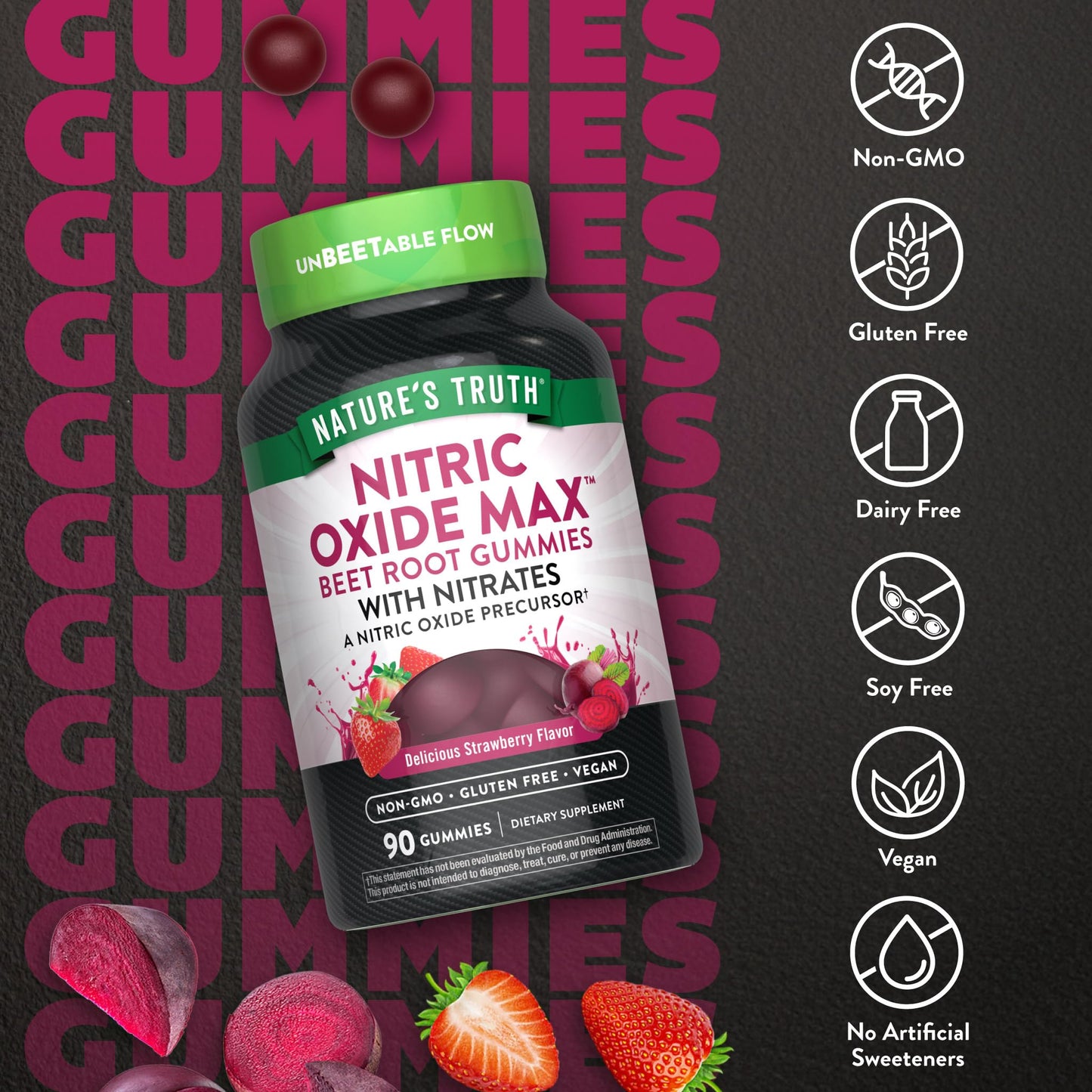 Nature's Truth Nitric Oxide Beet Root Gummies 90 Count