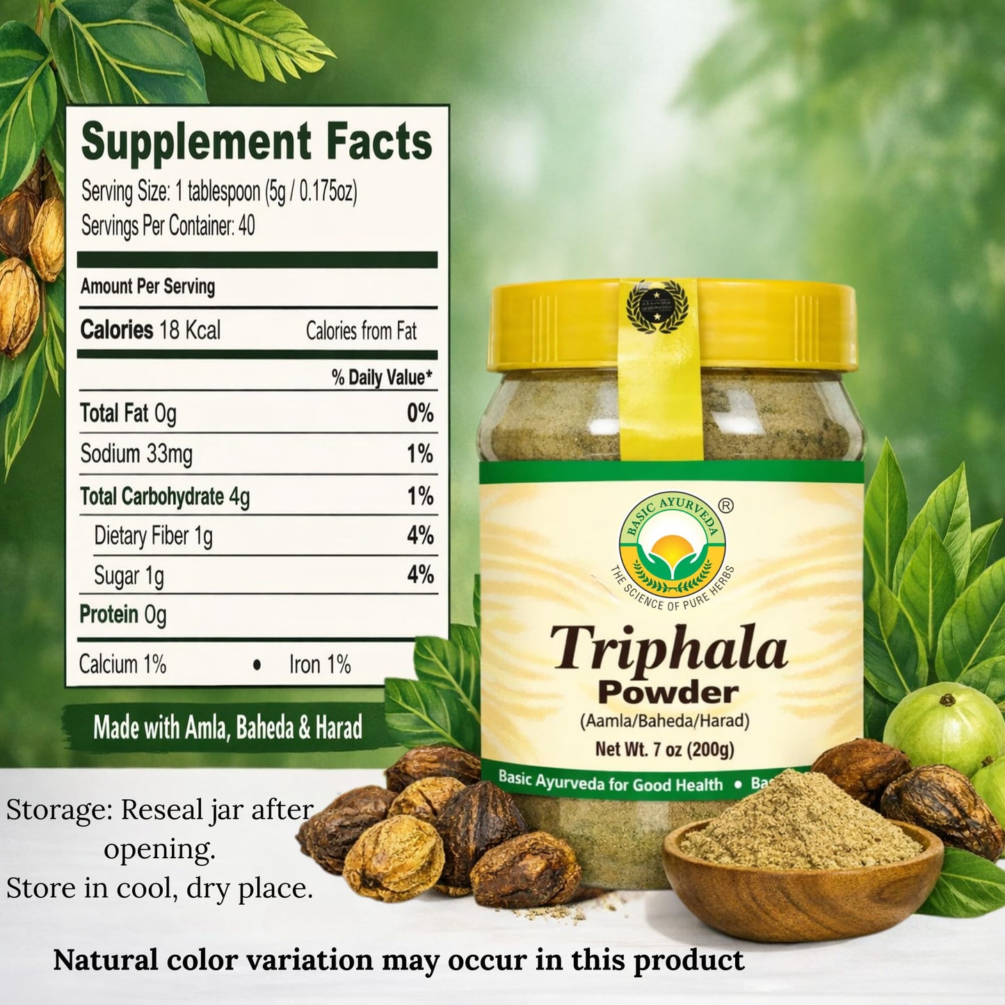 BASIC AYURVEDA Triphala Powder 7.05 oz