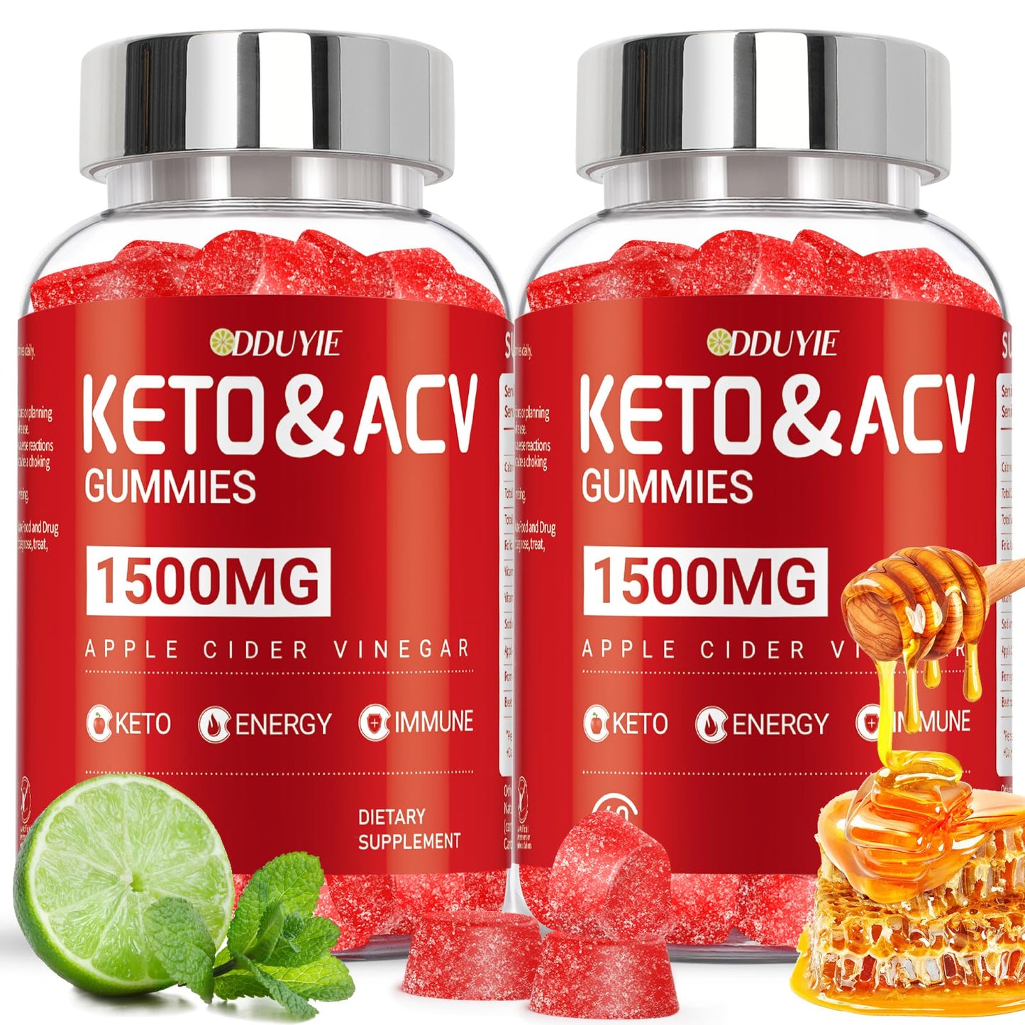 DDUYIE Keto ACV Gummies for Weight Loss 1500mg with Pomegranate Beetroot & Vitamin B12 B6, 120 Count