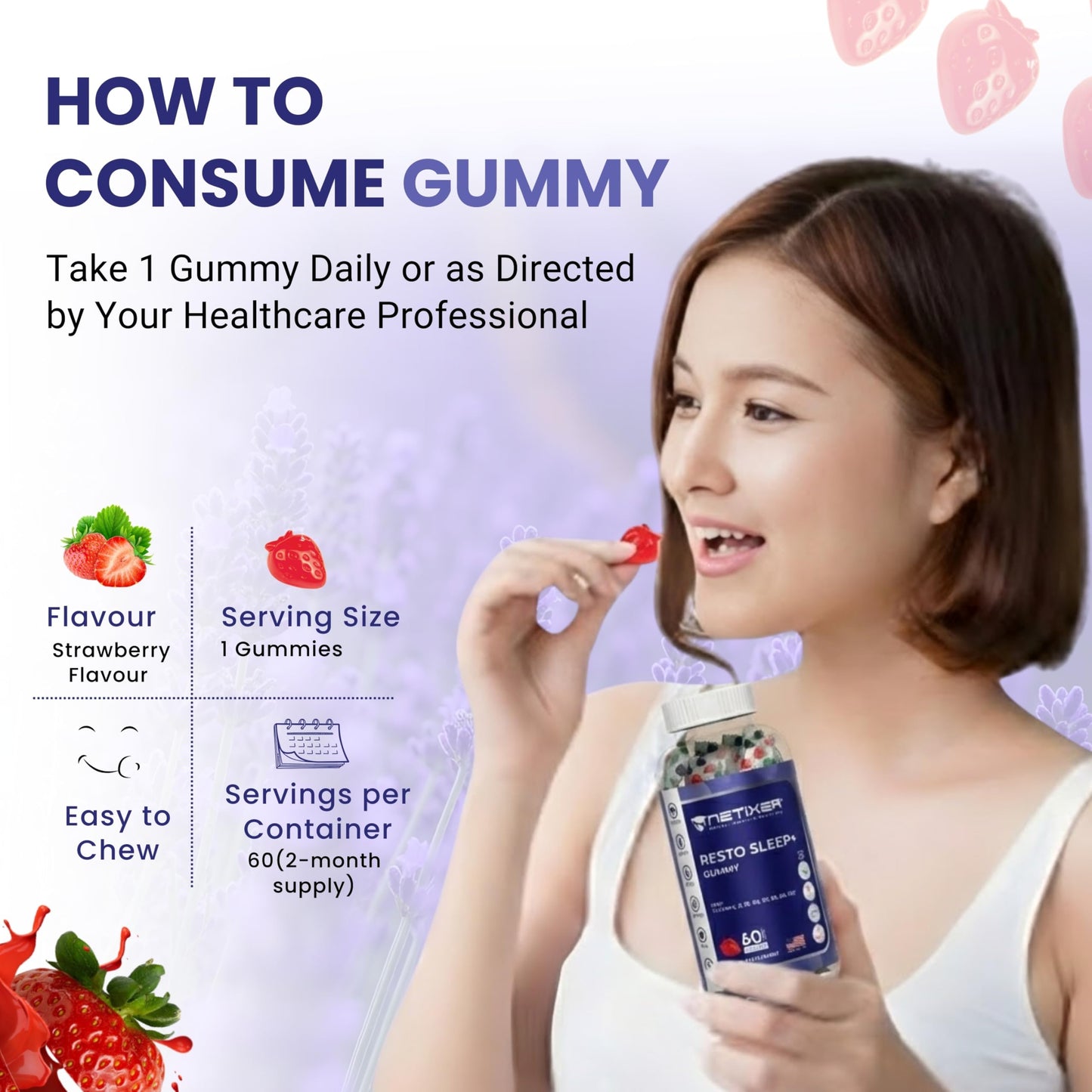 nETiXER Resto Sleep+ Gummy, 60 Count