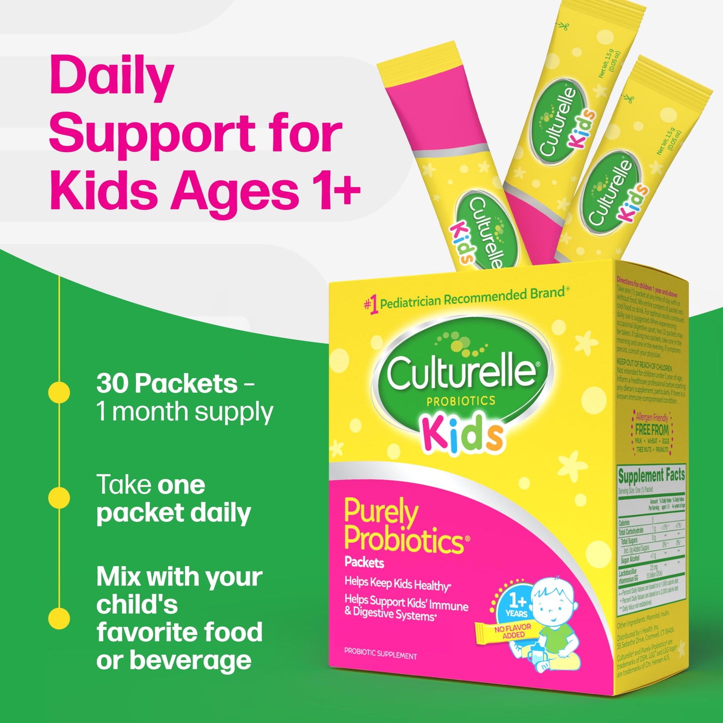 Culturelle Kids Daily Probiotic Packets Powder 30 Count