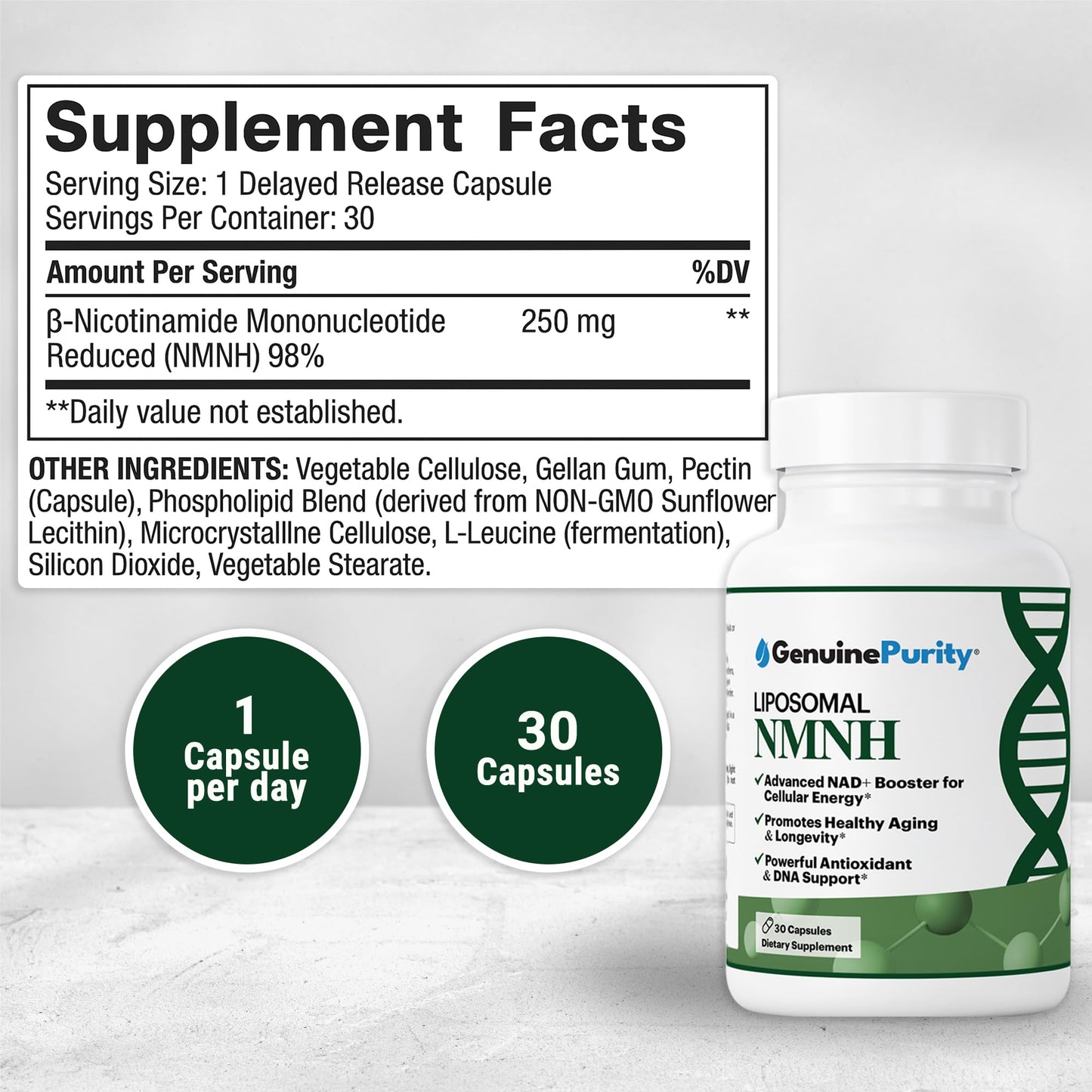 GenuinePurity NMNH NAD Supplement Capsule 1 Count