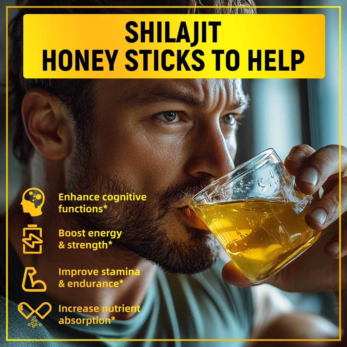 Boasi Shilajit Honey Sticks with Organic Saffron, 85+ Trace Minerals, 75%+ Fulvic Acid, Enhance Cognitive Functions Boost Energy & Strength Gummies, 30 Count