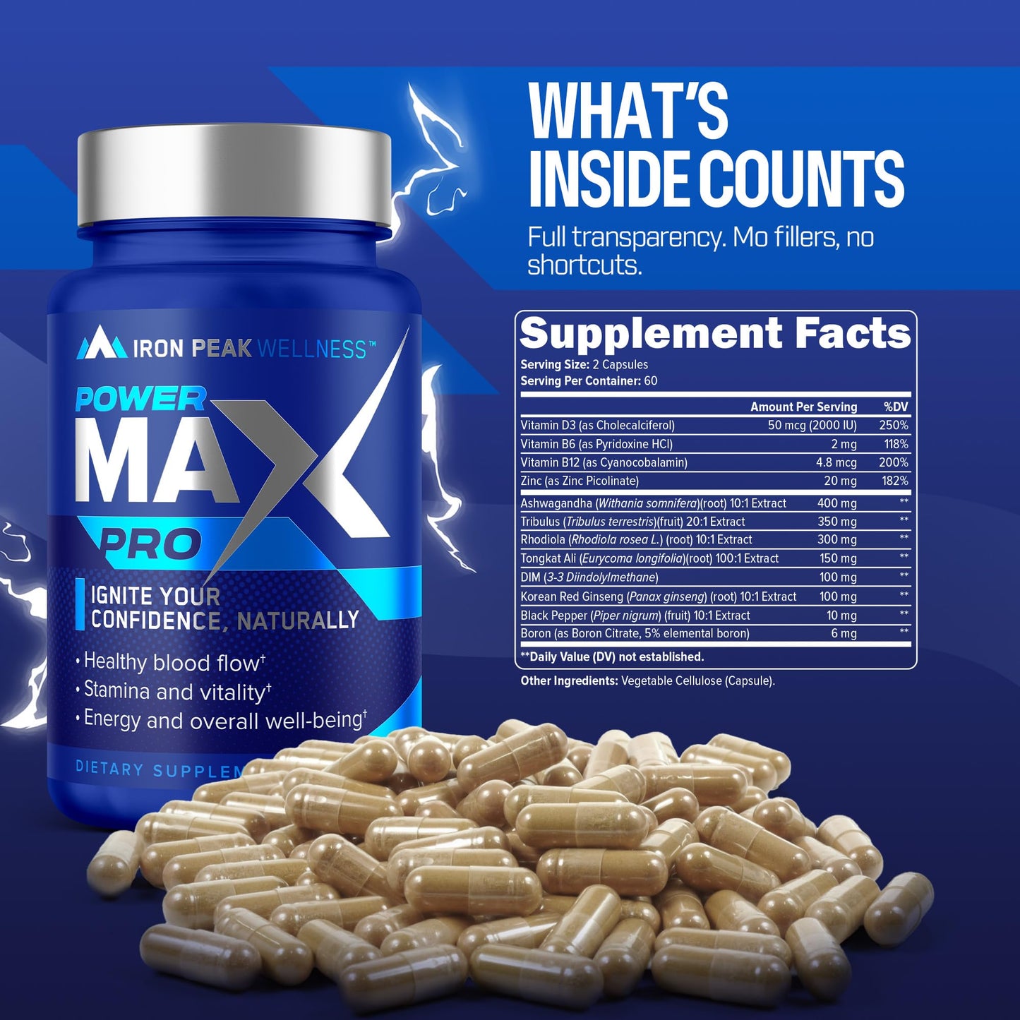 IronPeak Wellness Testosterone Booster Capsule 120 Count